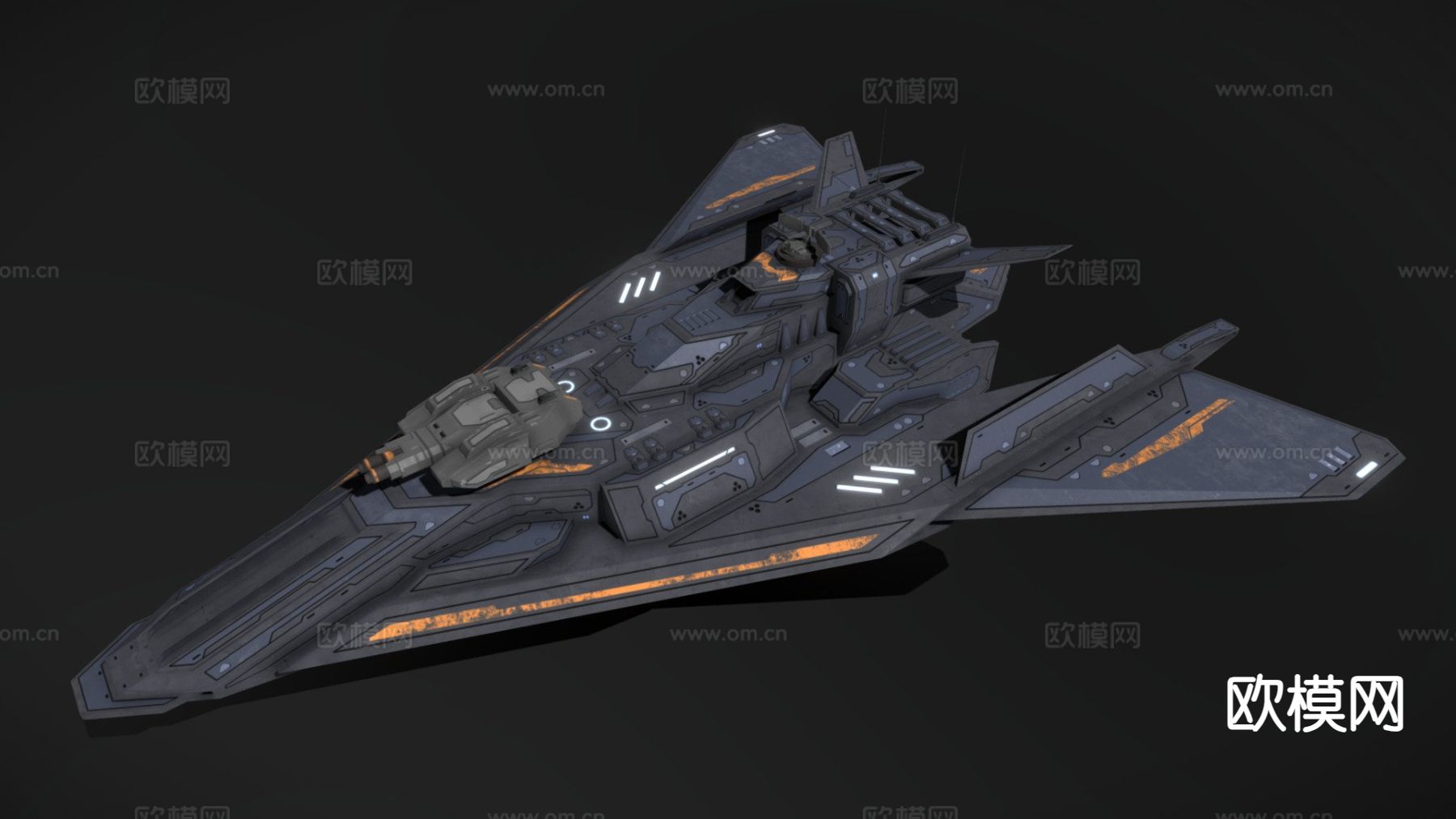 科幻护卫舰su模型下载（渲染图2）