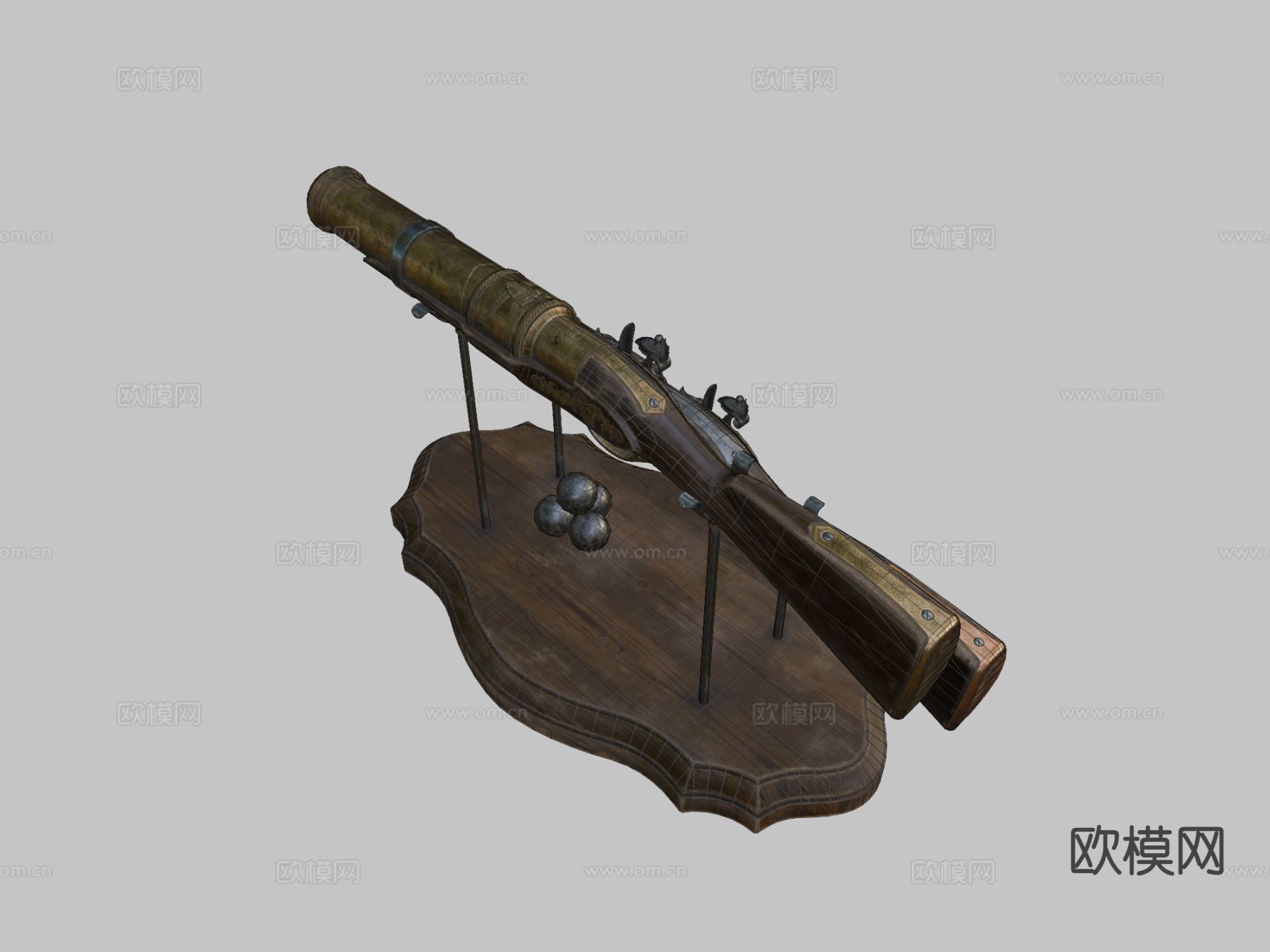 燧发手炮su模型下载（渲染图1）