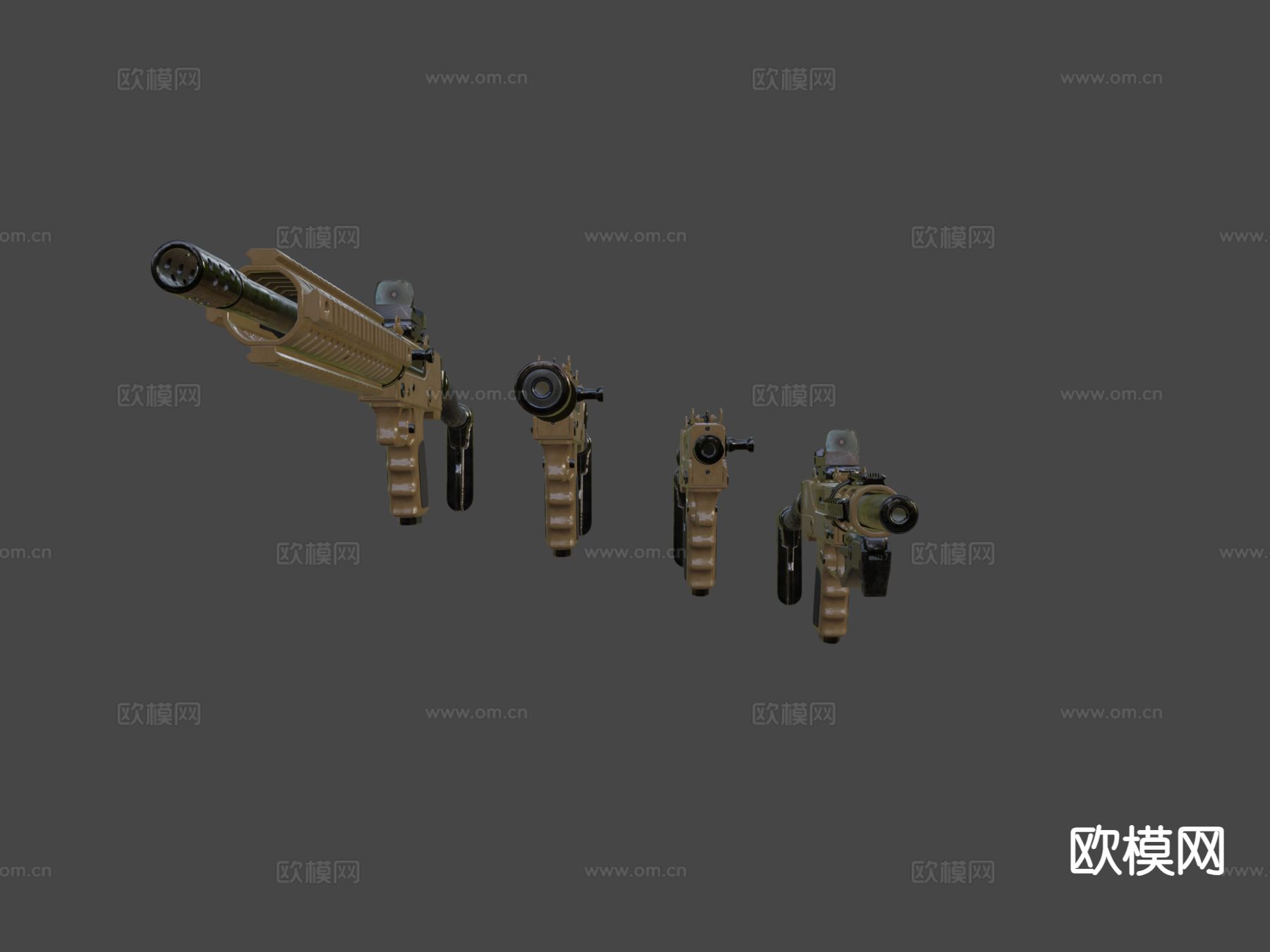 手枪与冲锋枪步枪su模型下载（渲染图6）