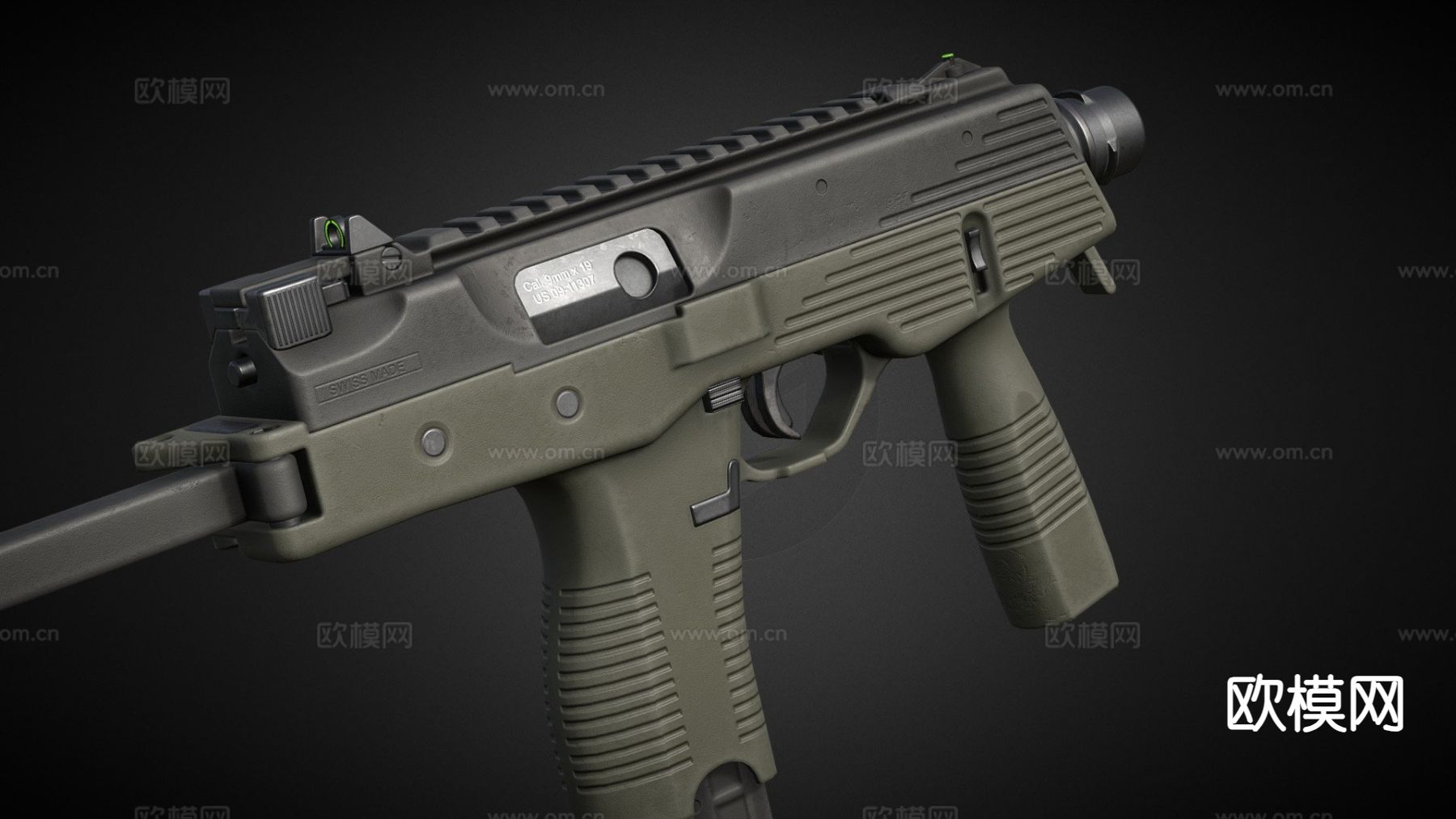MP9冲锋枪su模型下载（渲染图2）