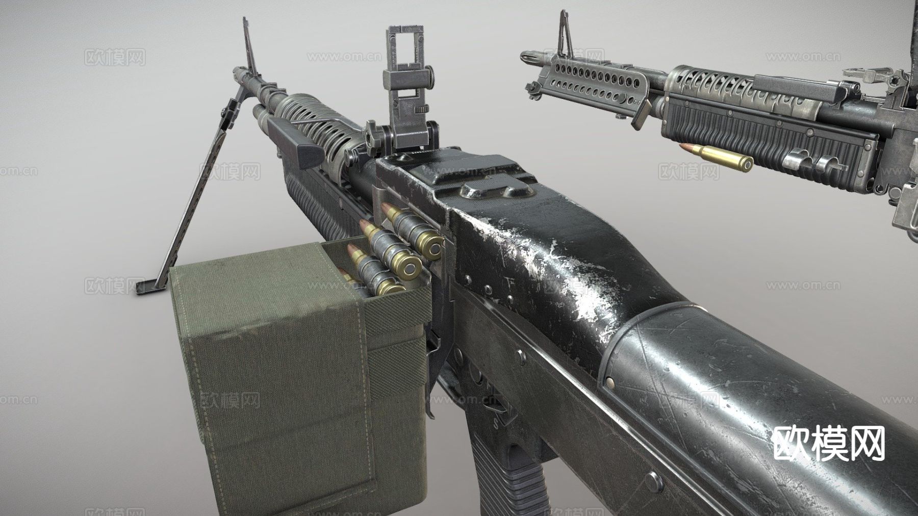 M60轻机枪su模型下载（渲染图2）