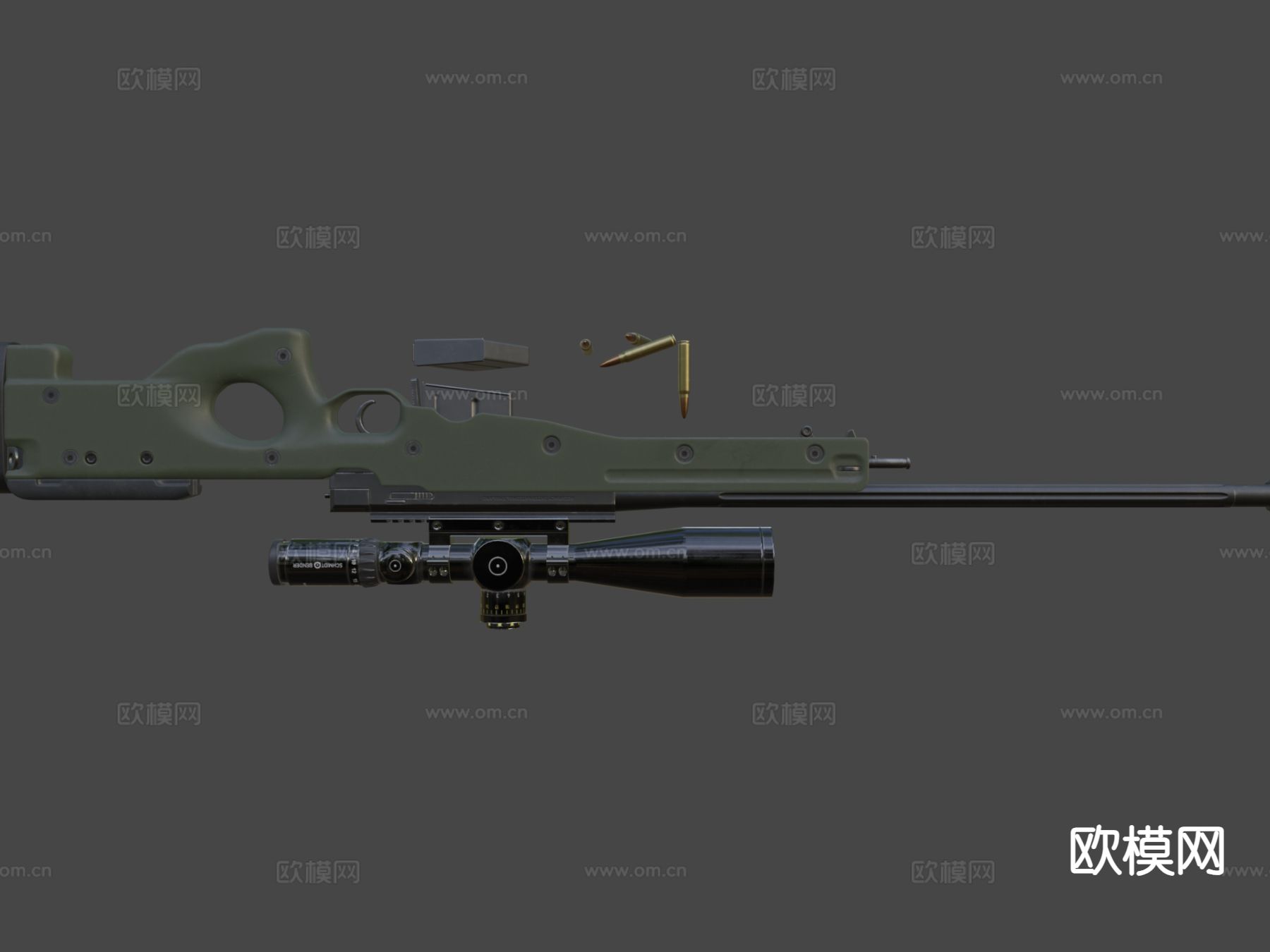 AWM狙击步枪su模型下载（渲染图7）