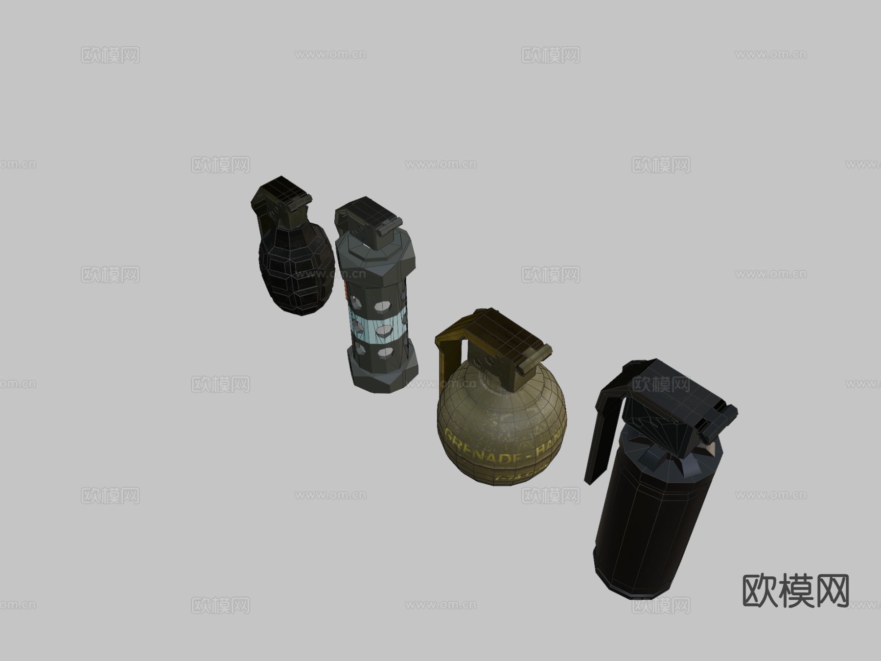 手榴弹 炸弹 武器su模型下载（渲染图1）