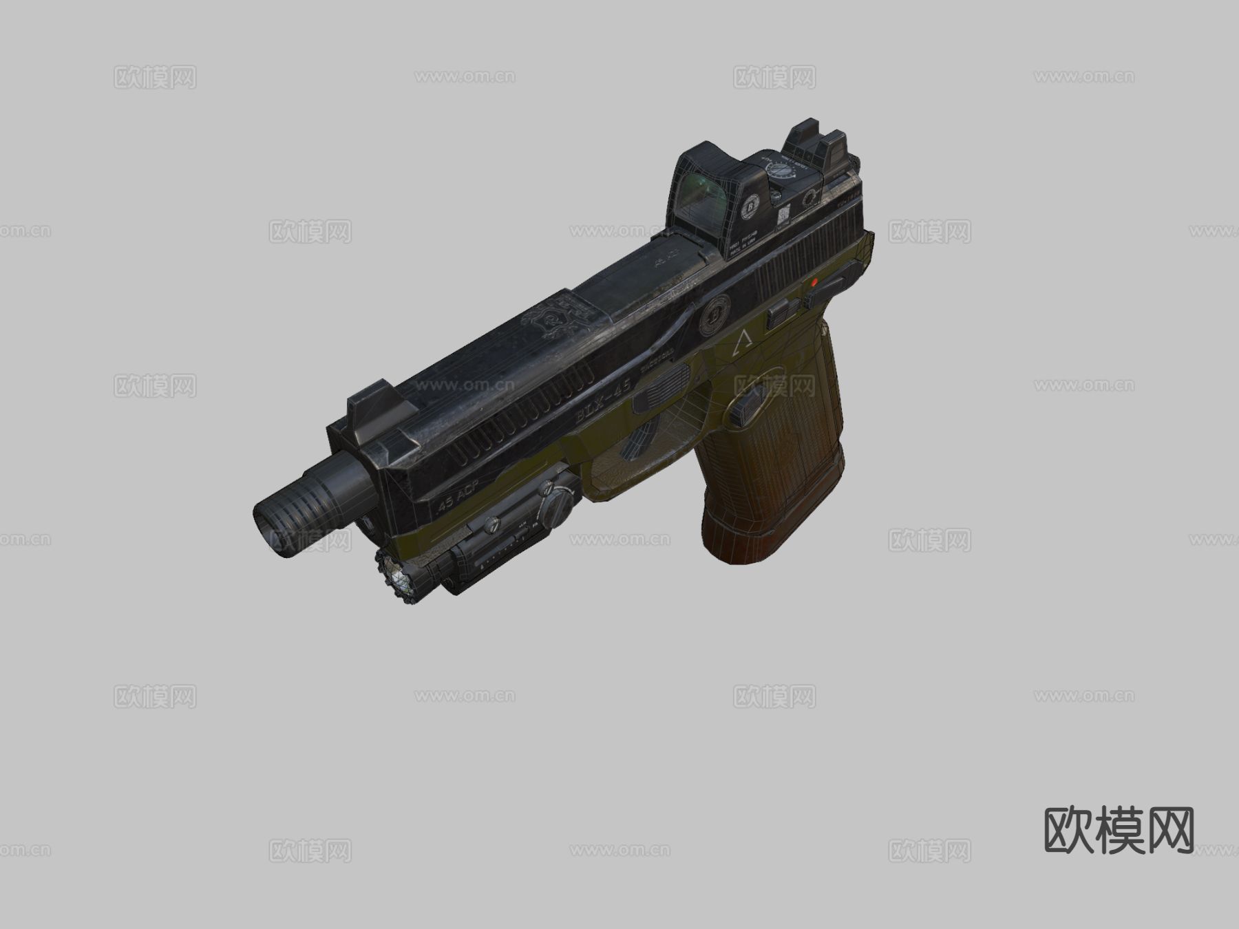 毒蛇FNX-45手枪su模型下载（渲染图1）