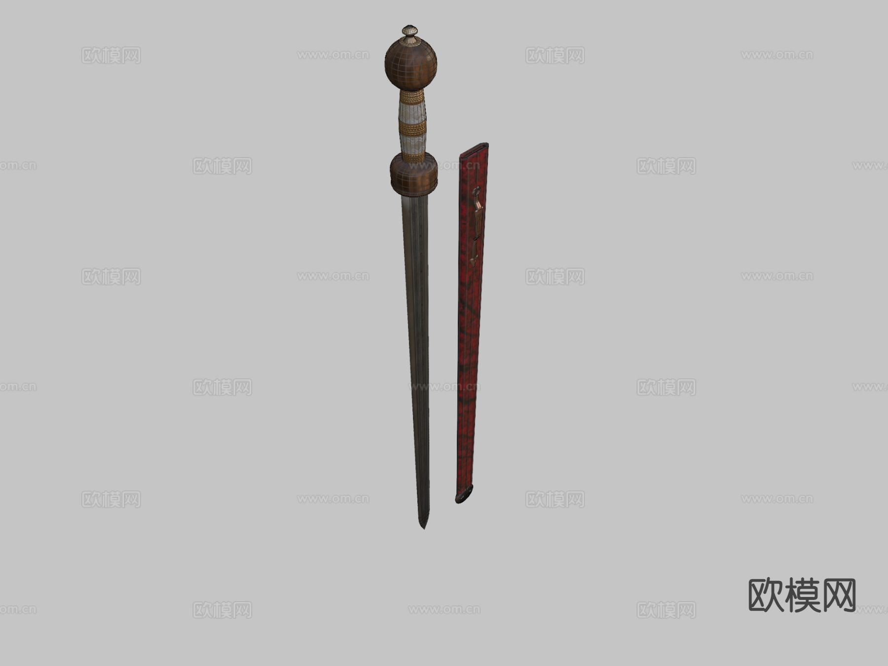 剑与剑鞘su模型下载（渲染图1）