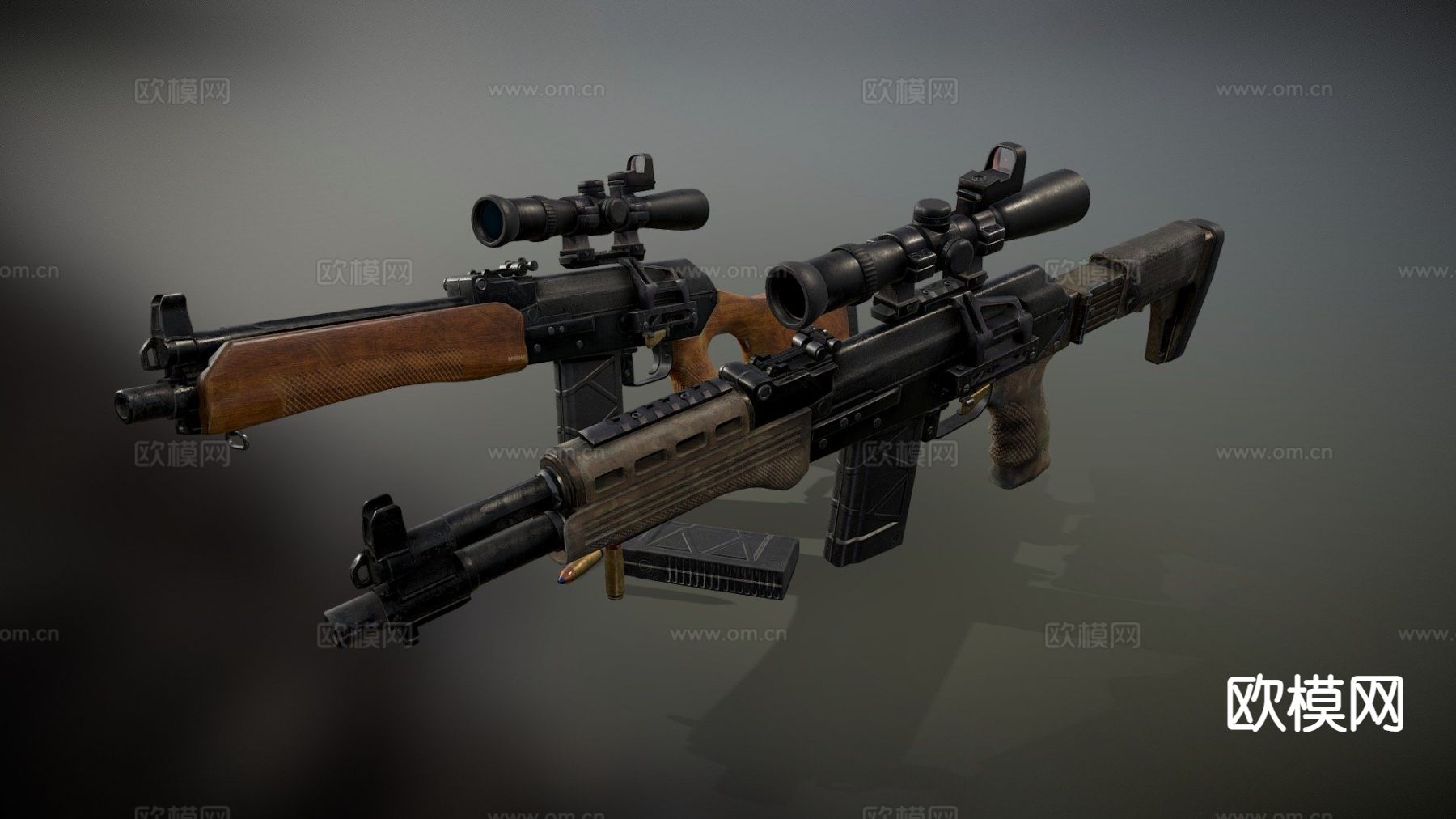 AK-47步枪su模型下载（渲染图2）