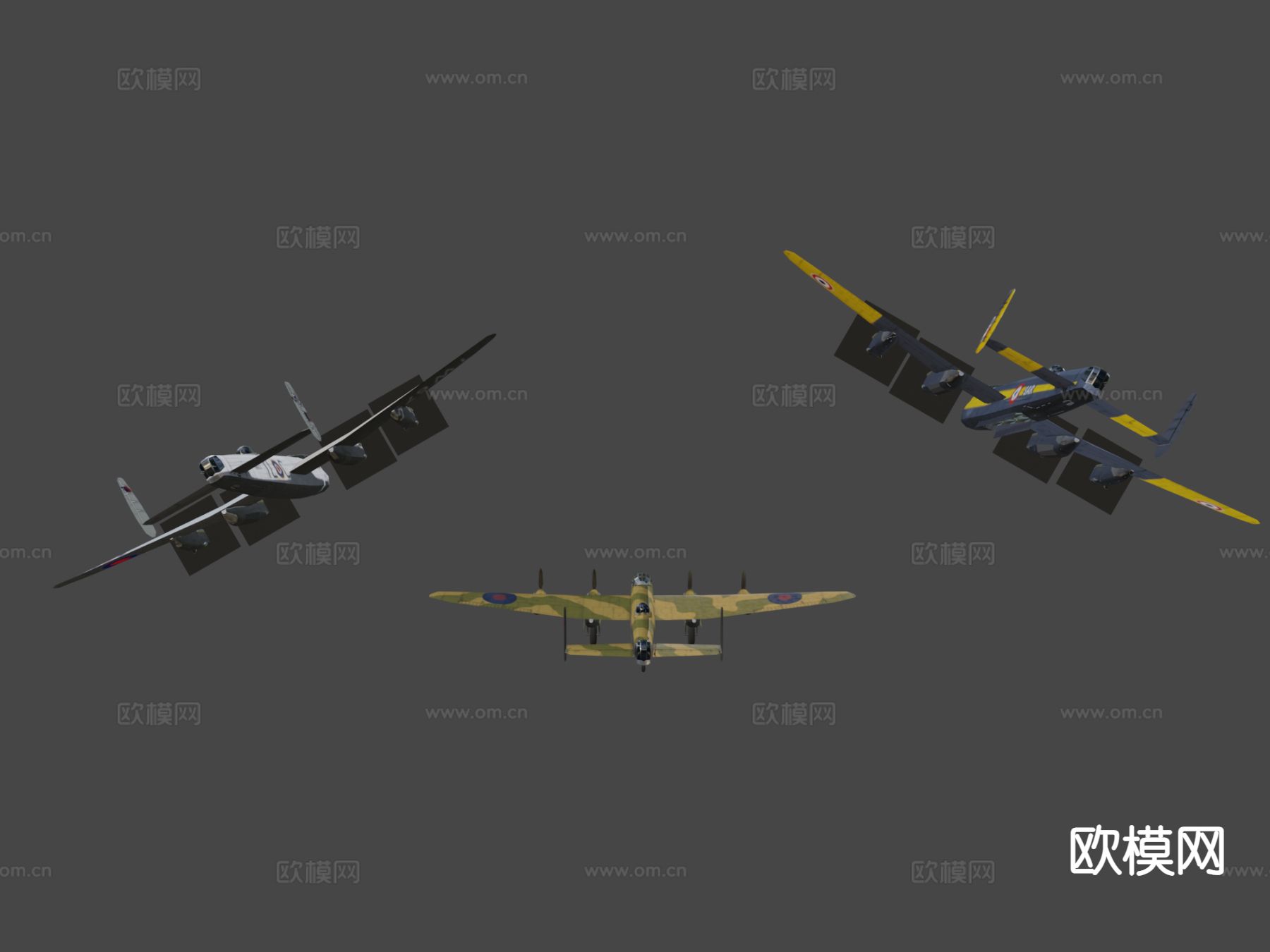 兰开斯特 战斗机 轰炸机su模型下载（渲染图6）