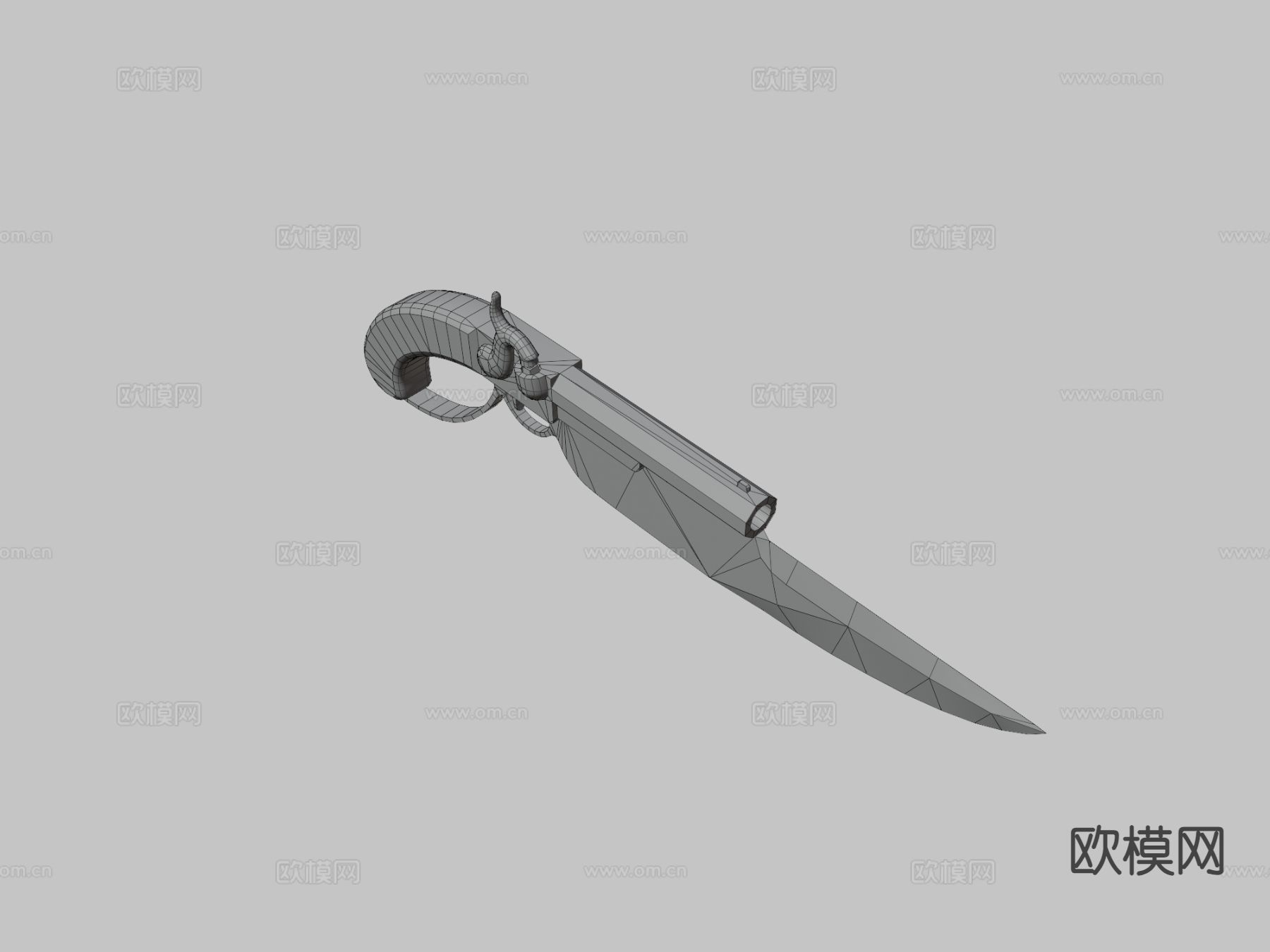 匕首式手枪 枪支 枪械su模型下载（渲染图3）