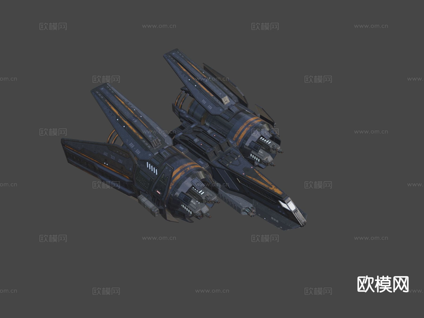 科幻重型战斗机斗牛犬su模型下载（渲染图4）