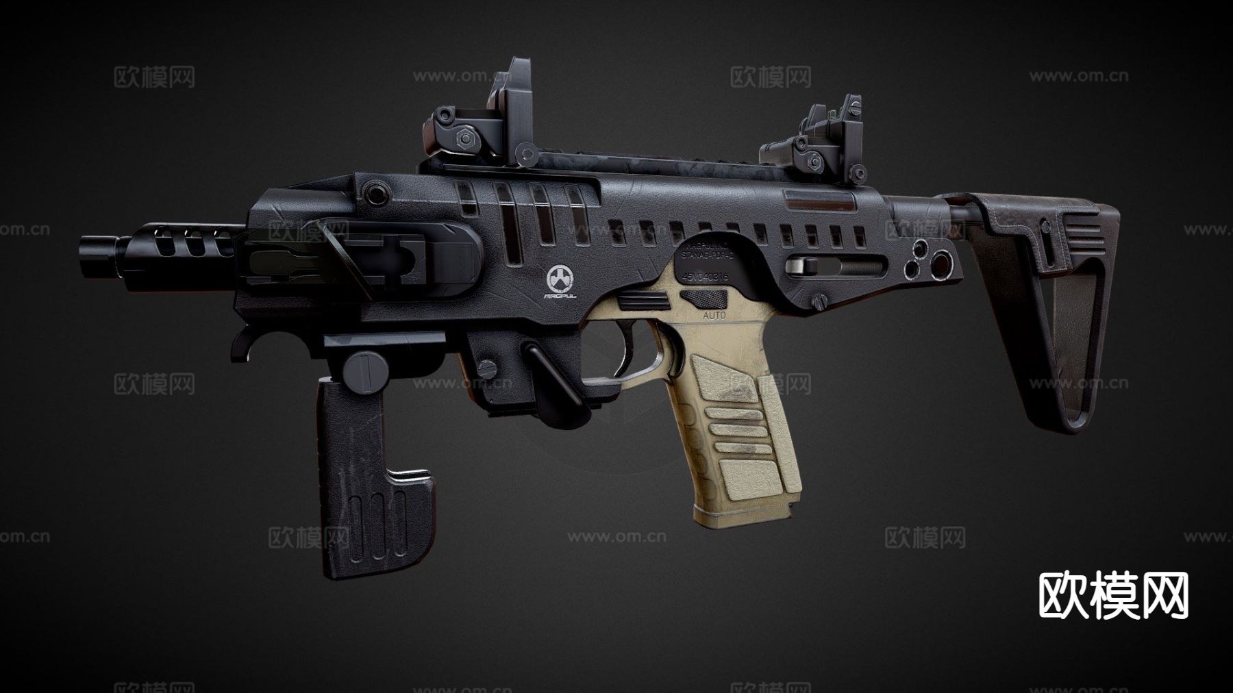 P10罗尼步枪su模型下载（渲染图2）