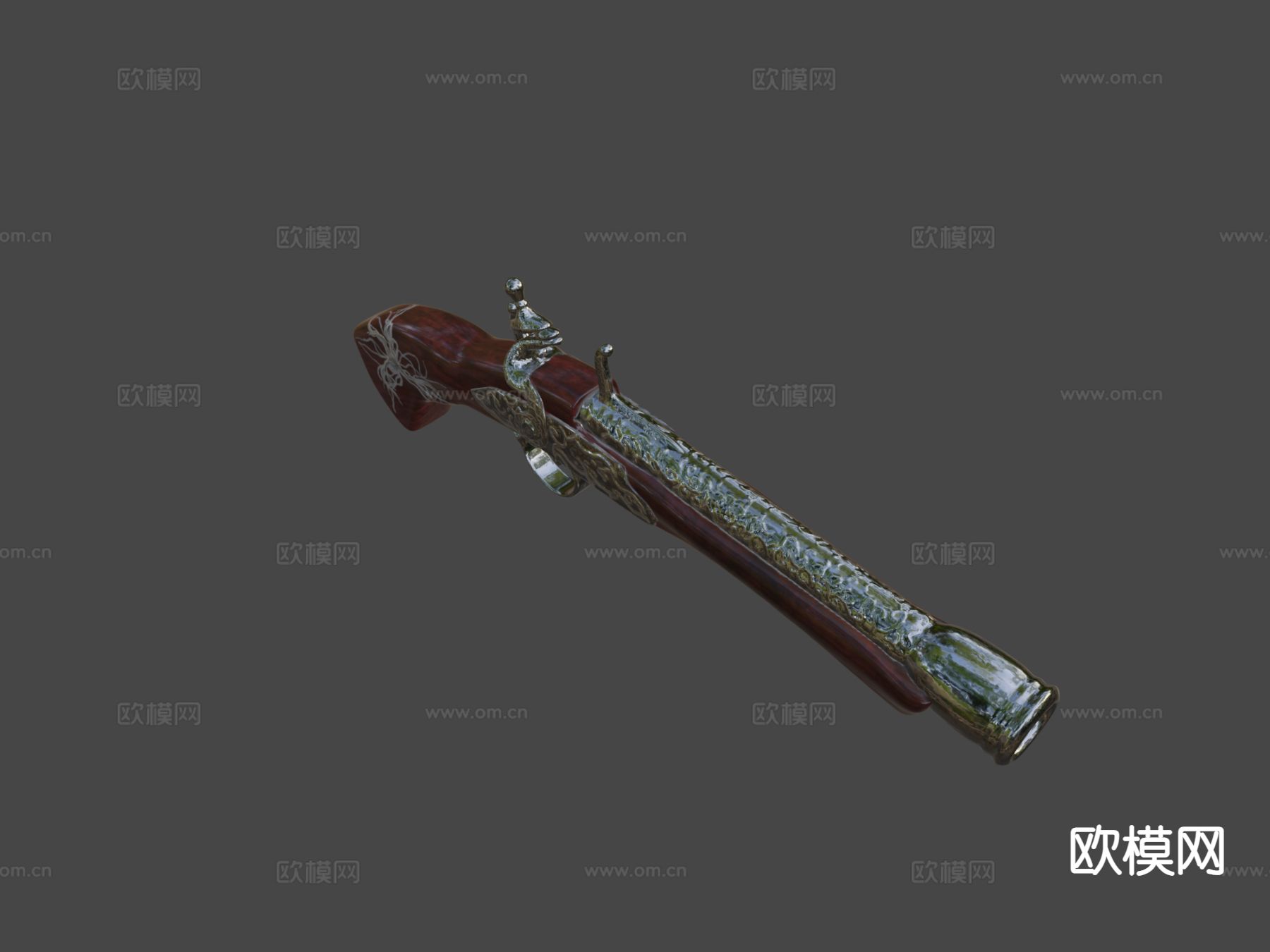 燧发枪 枪支 枪械su模型下载（渲染图5）