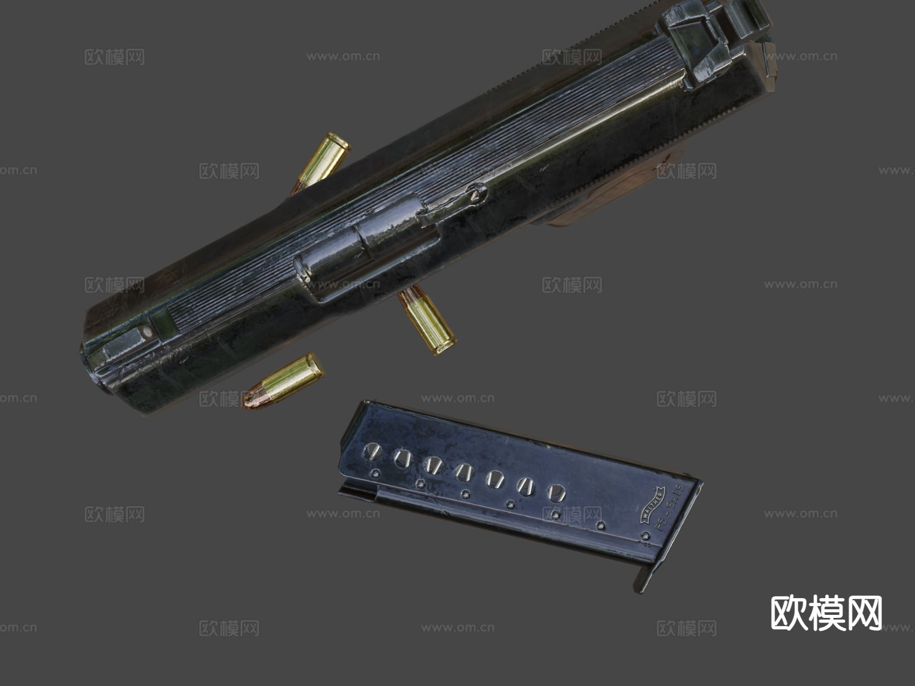 沃尔瑟手枪 枪支 枪械su模型下载（渲染图6）