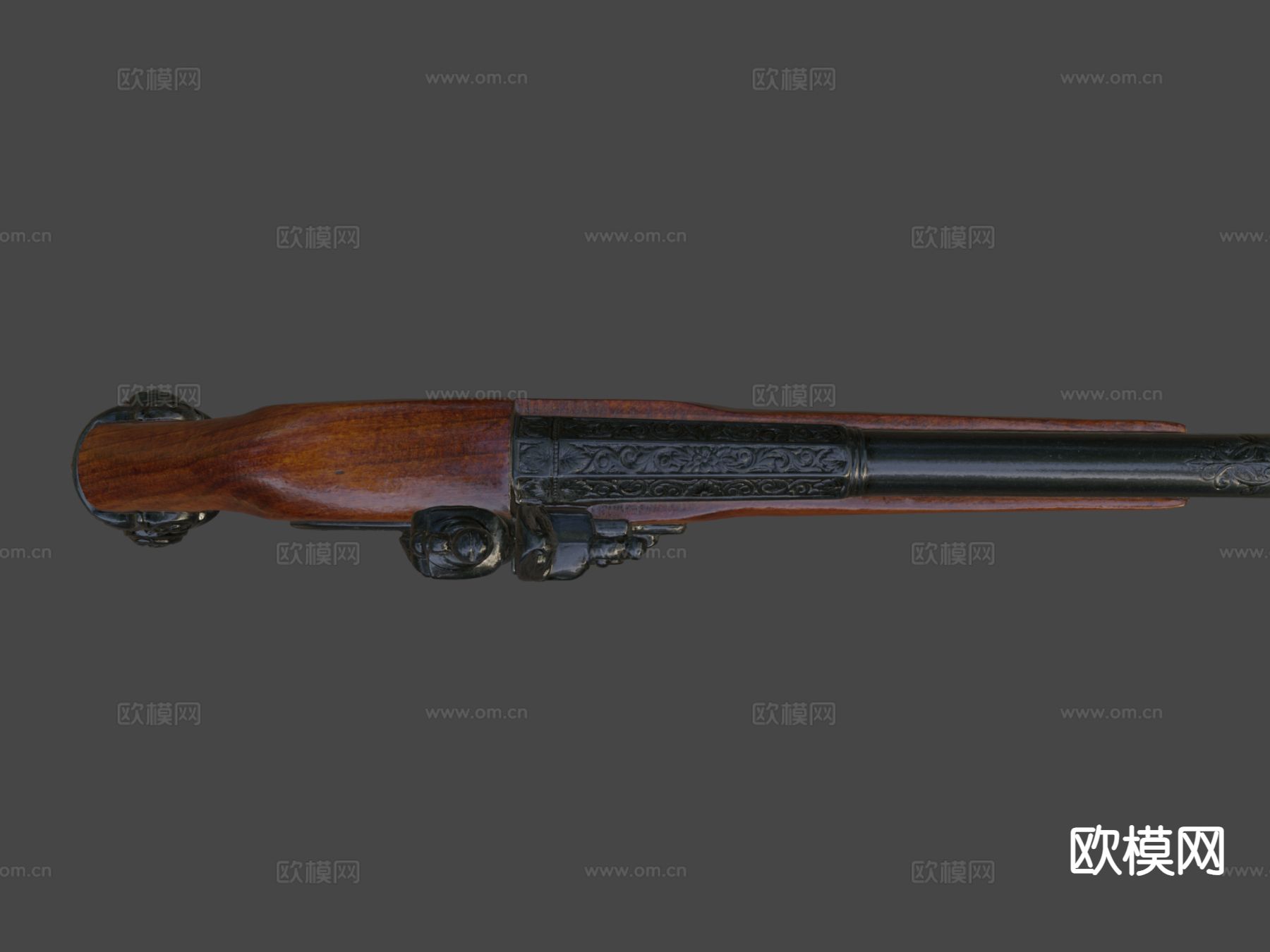 燧发殖民地手枪su模型下载（渲染图6）