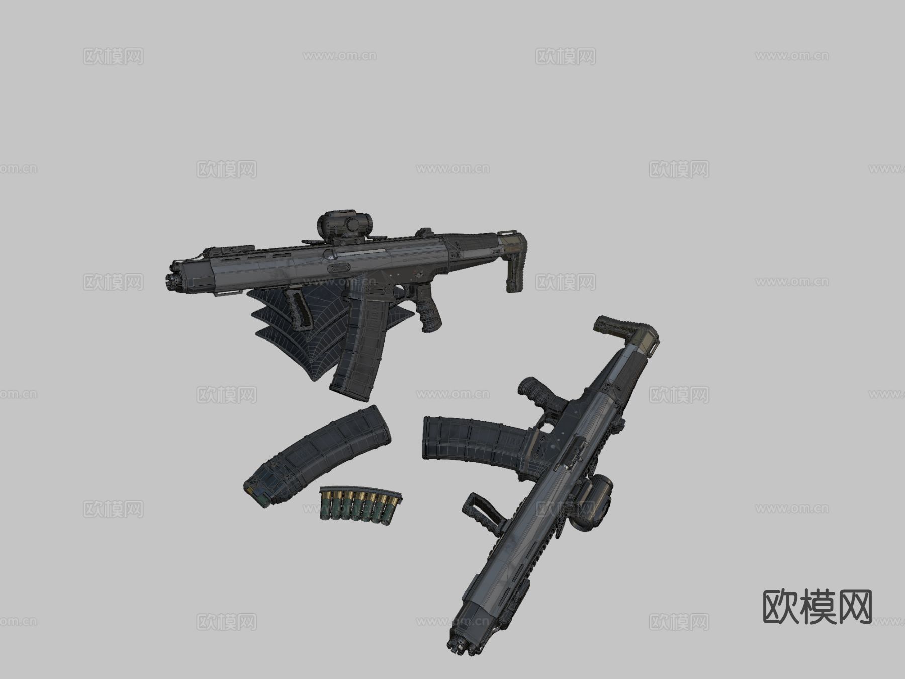 沙漠狐冲锋枪su模型下载（渲染图3）