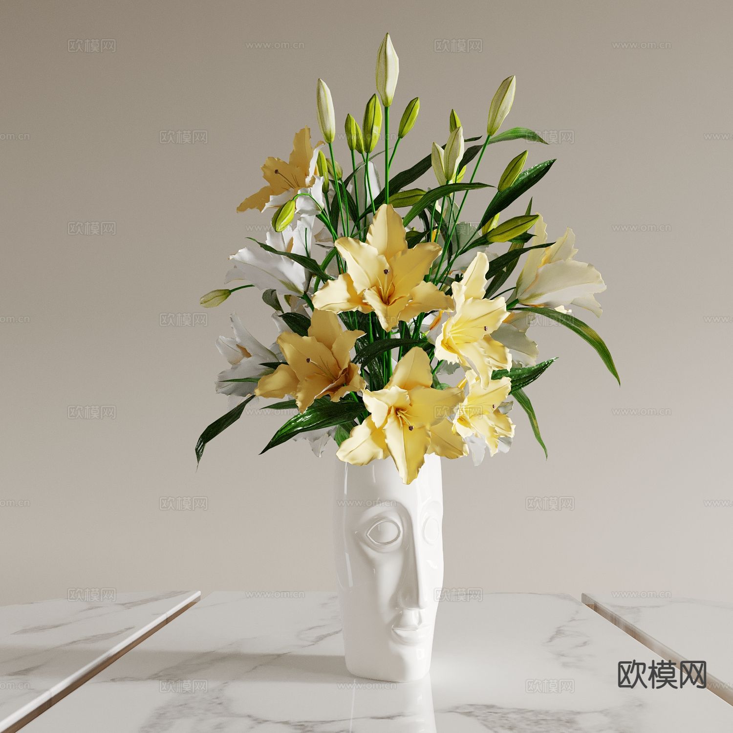 现代花瓶 花艺 插花3d模型