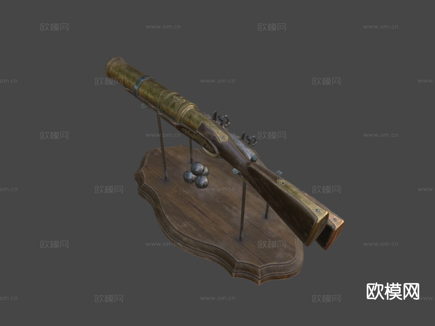 燧发手炮su模型下载（渲染图5）