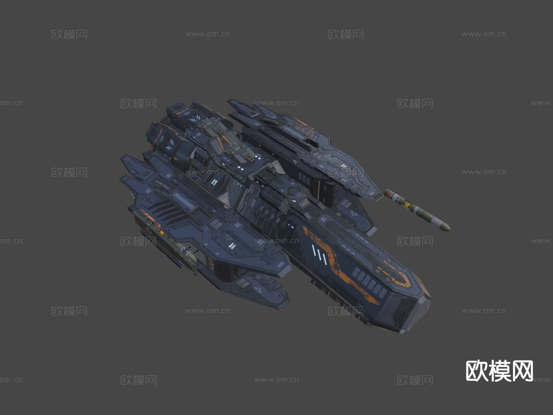 鱼雷护卫舰 宇宙飞船 飞行器su模型下载（渲染图7）