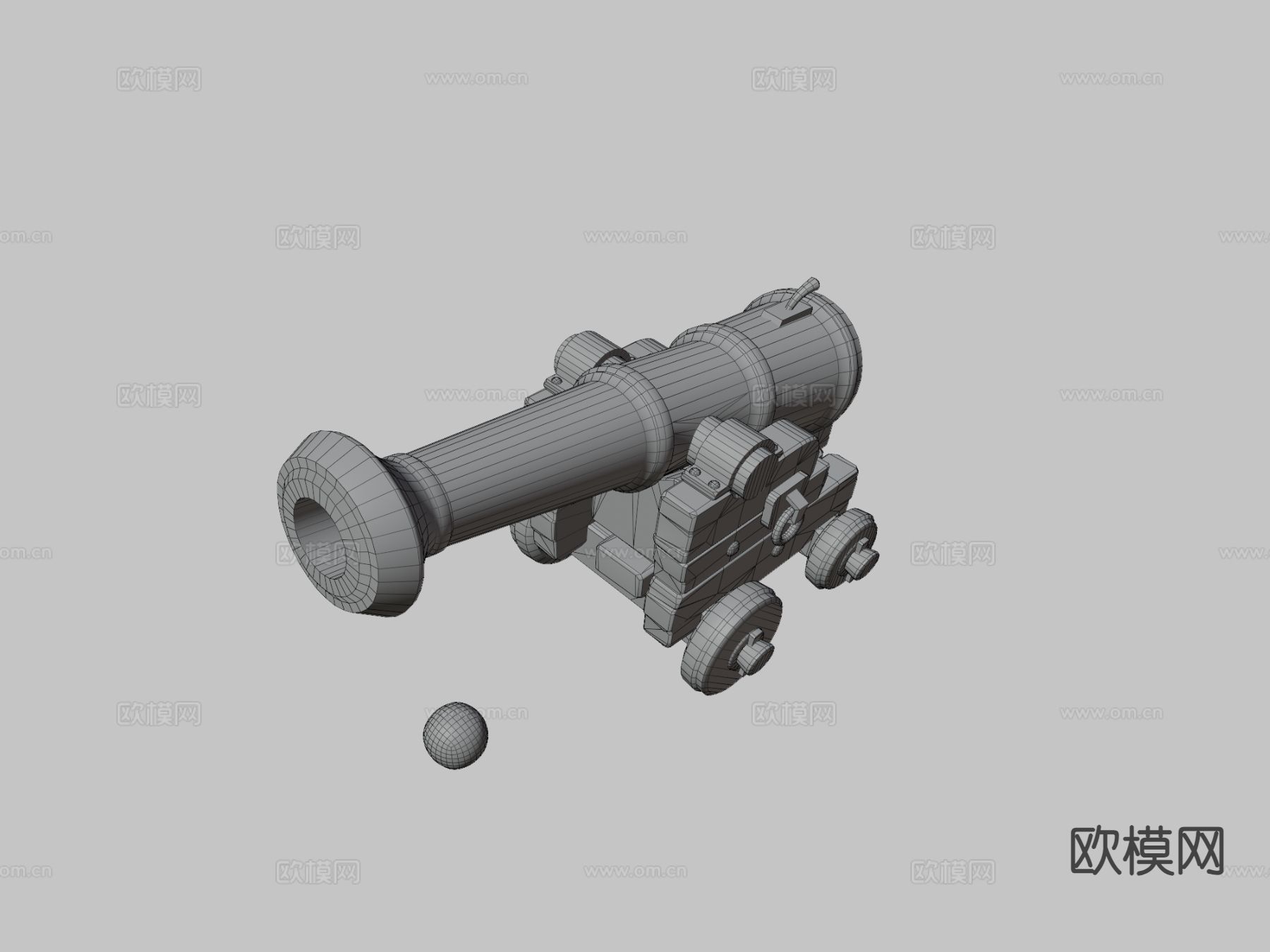 卡通海盗加农炮su模型下载（渲染图3）