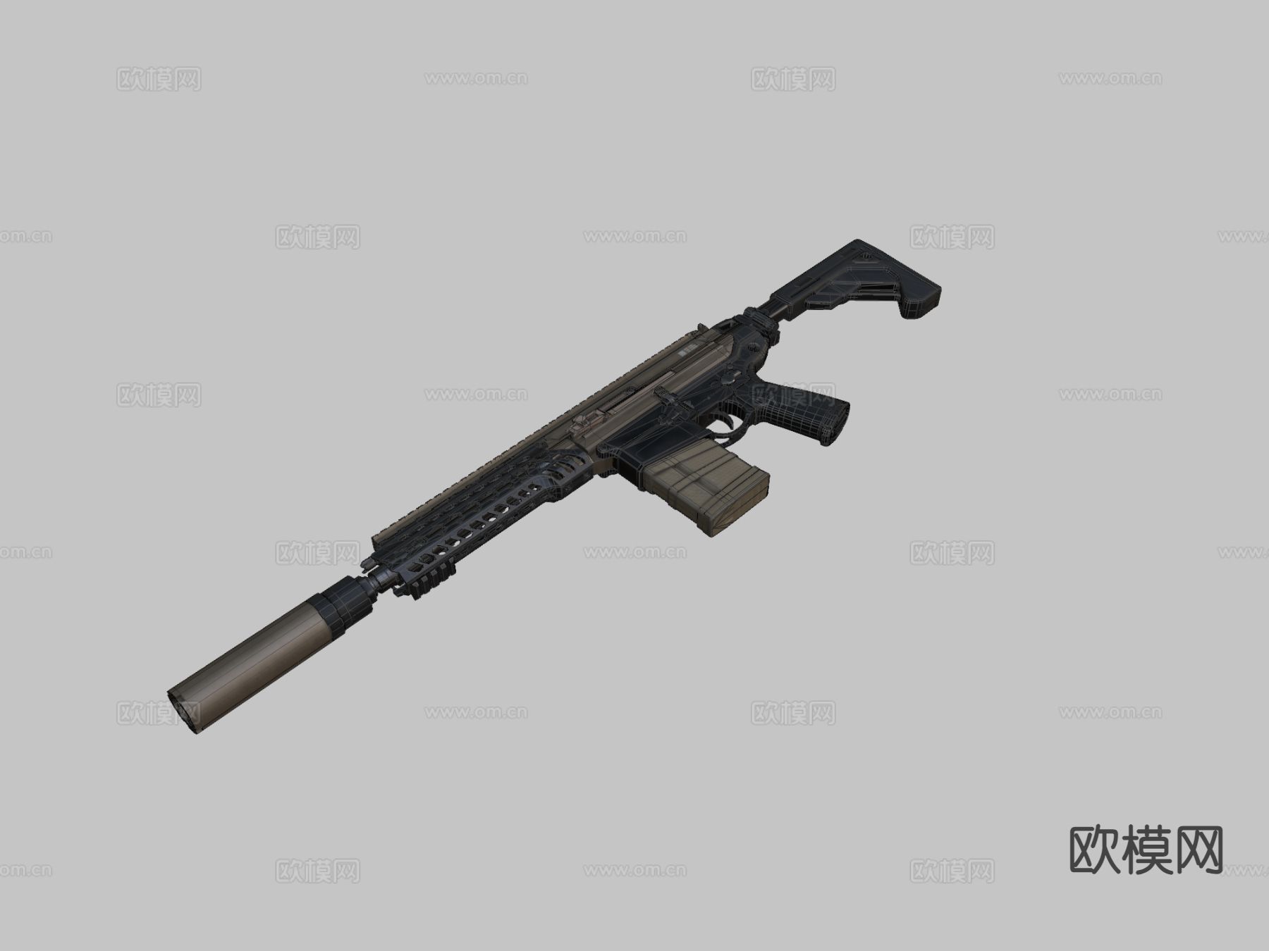 突击步枪 枪支 枪械su模型下载（渲染图1）