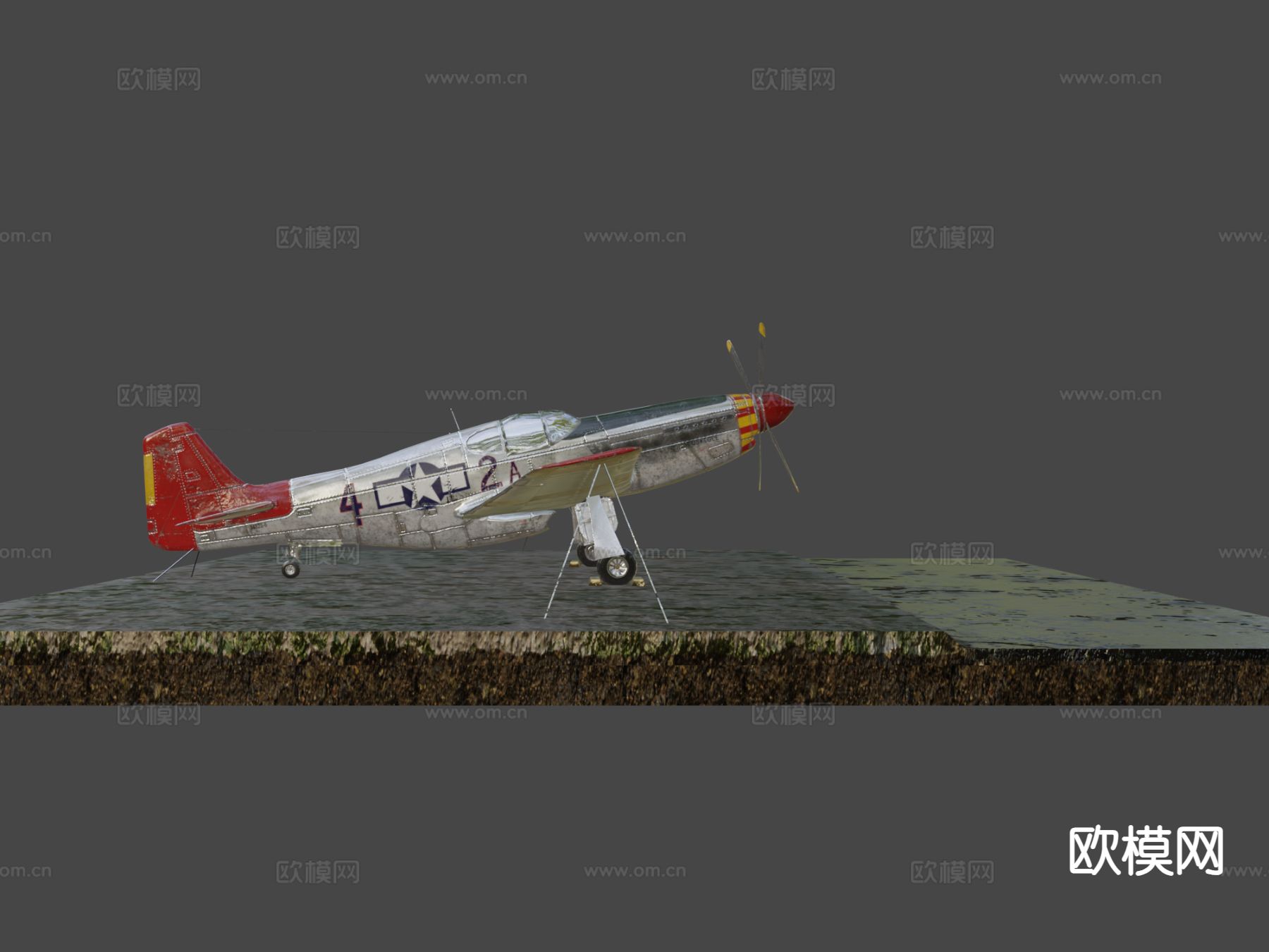 野马战斗机 轰炸机su模型下载（渲染图5）