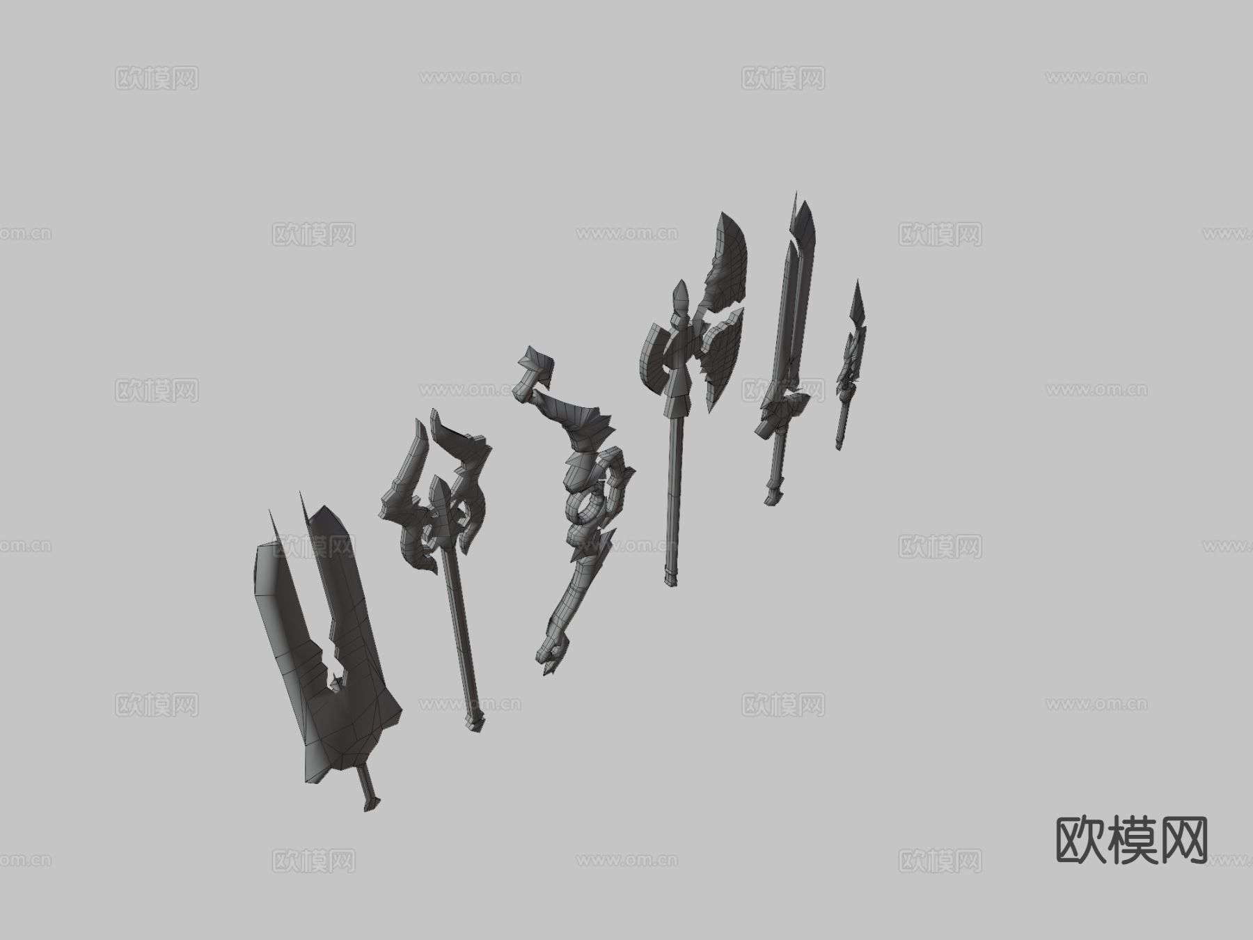 幻想闪电武器套装su模型下载（渲染图1）