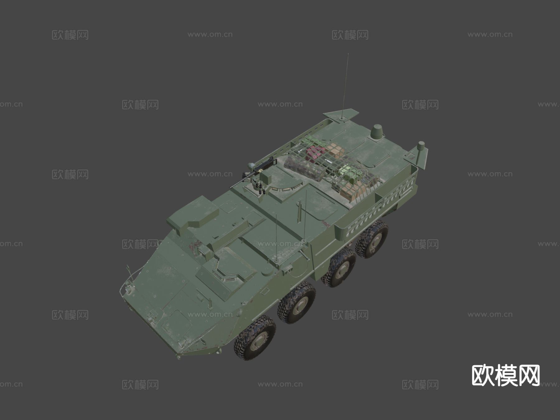 八轮装甲车 战斗车 炮车su模型下载（渲染图4）