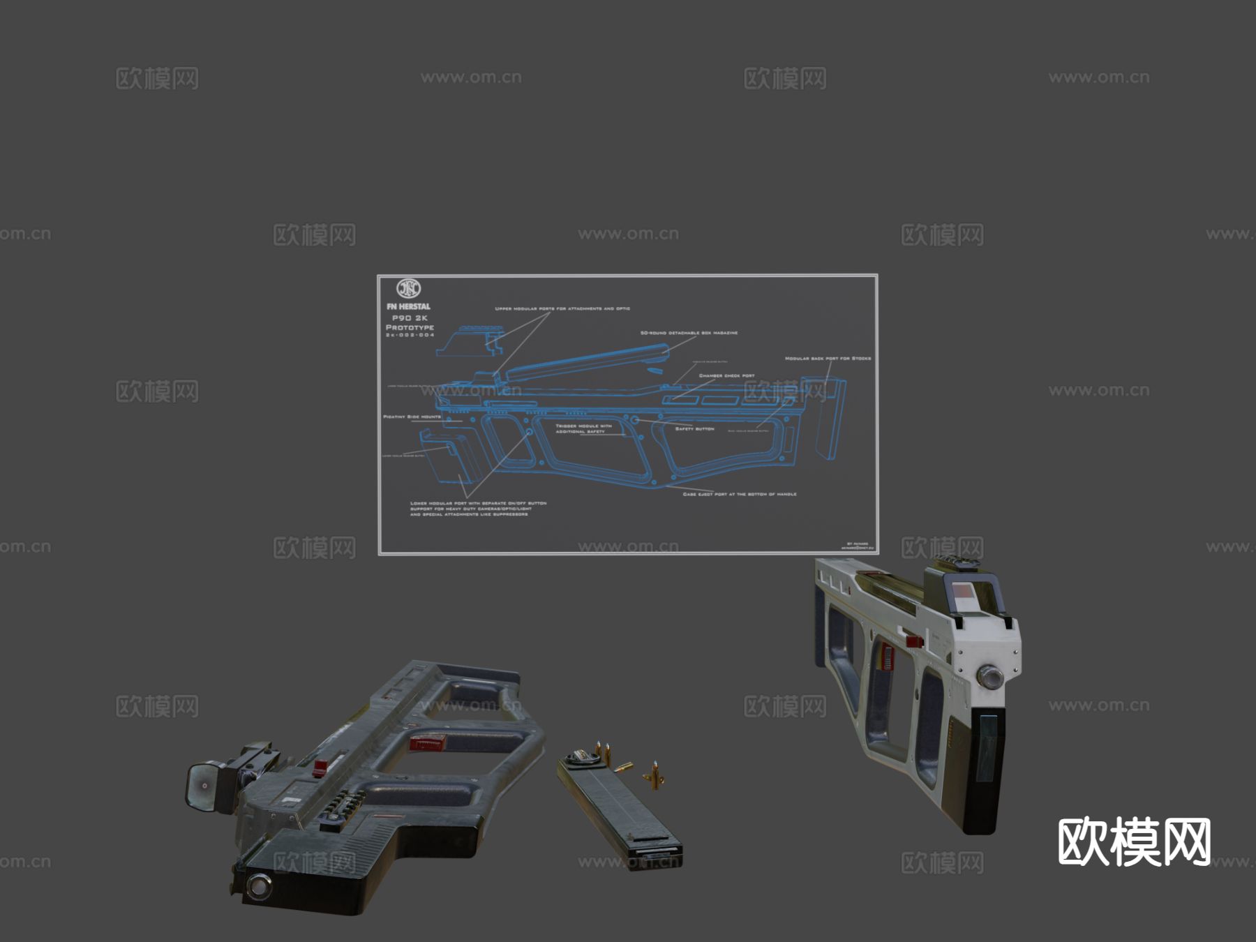 枪械配件 武器su模型下载（渲染图7）