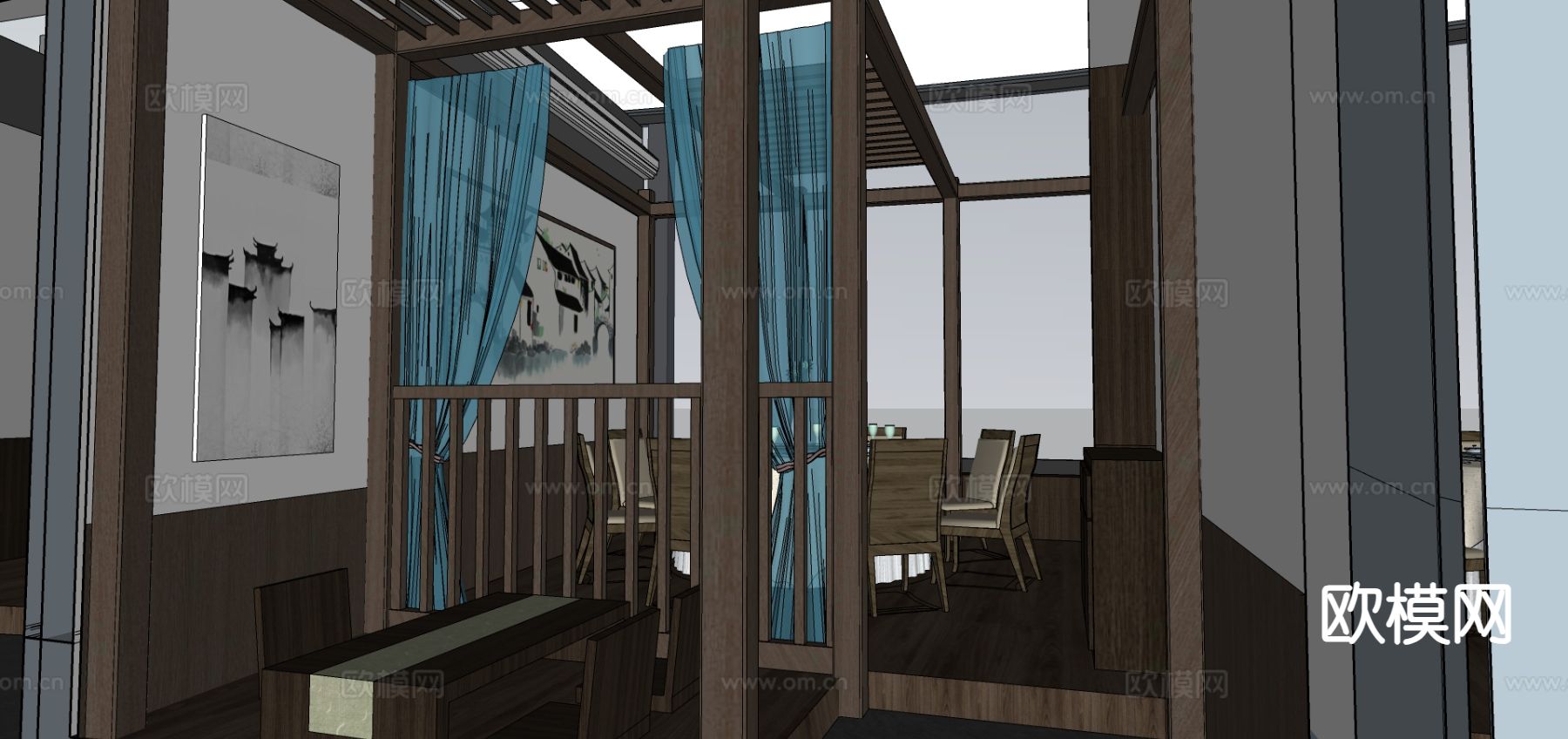 中餐厅 湘菜馆su模型下载（渲染图4）