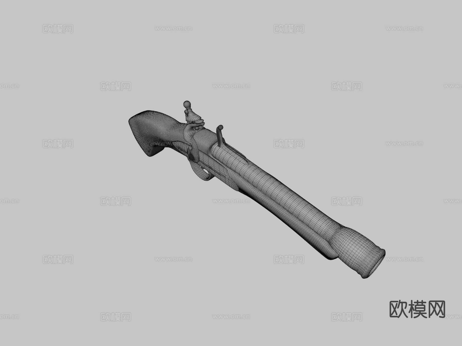 燧发枪 枪支 枪械su模型下载（渲染图3）