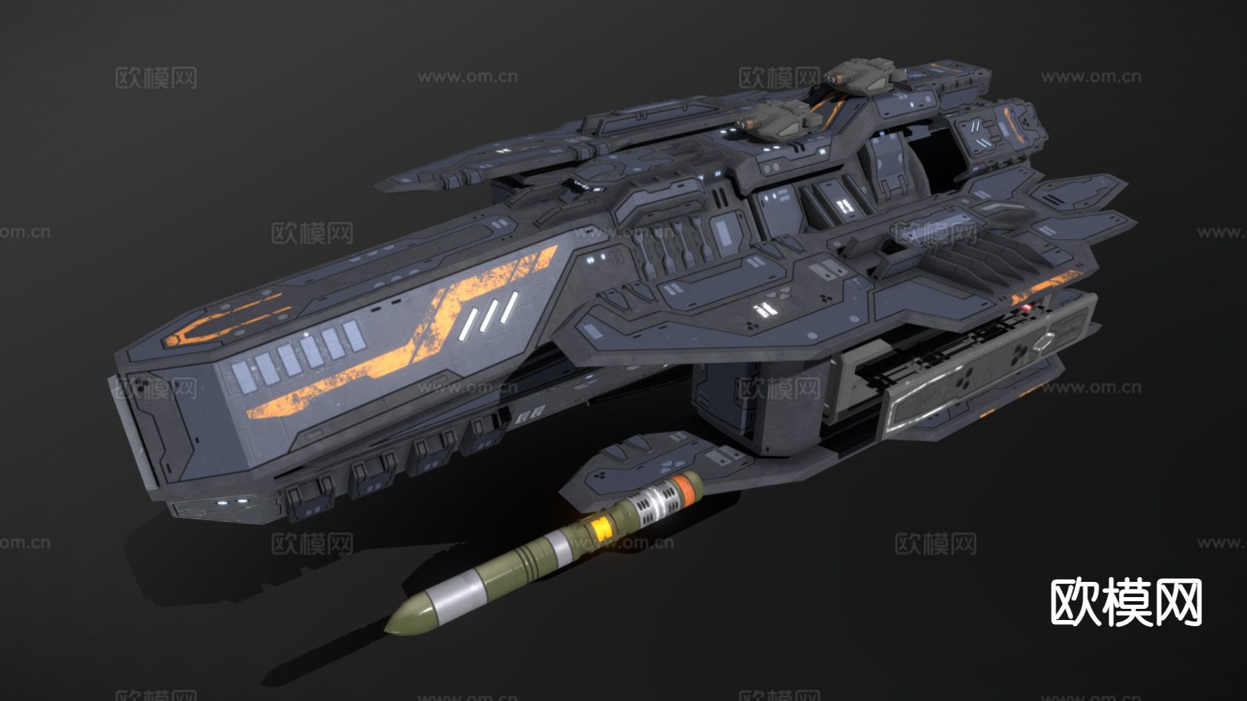 鱼雷护卫舰 宇宙飞船 飞行器su模型下载（渲染图2）