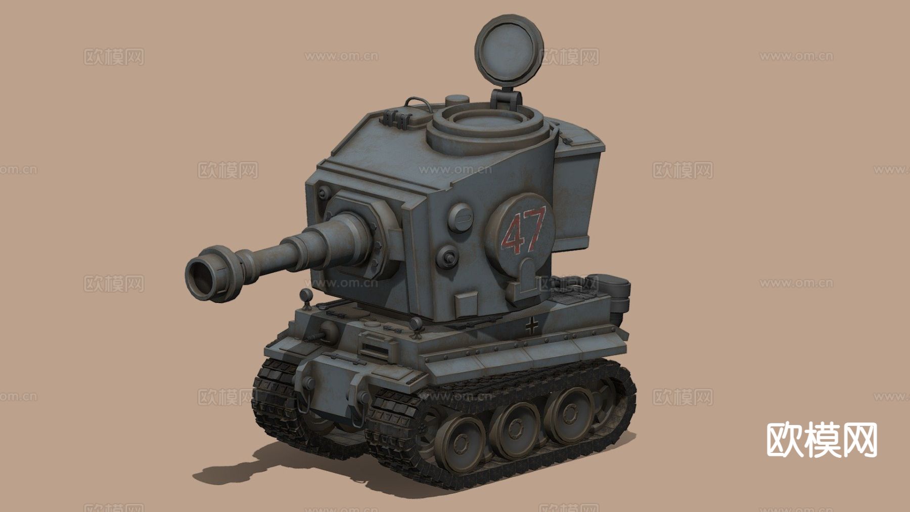 卡通德国虎坦克su模型下载（渲染图2）