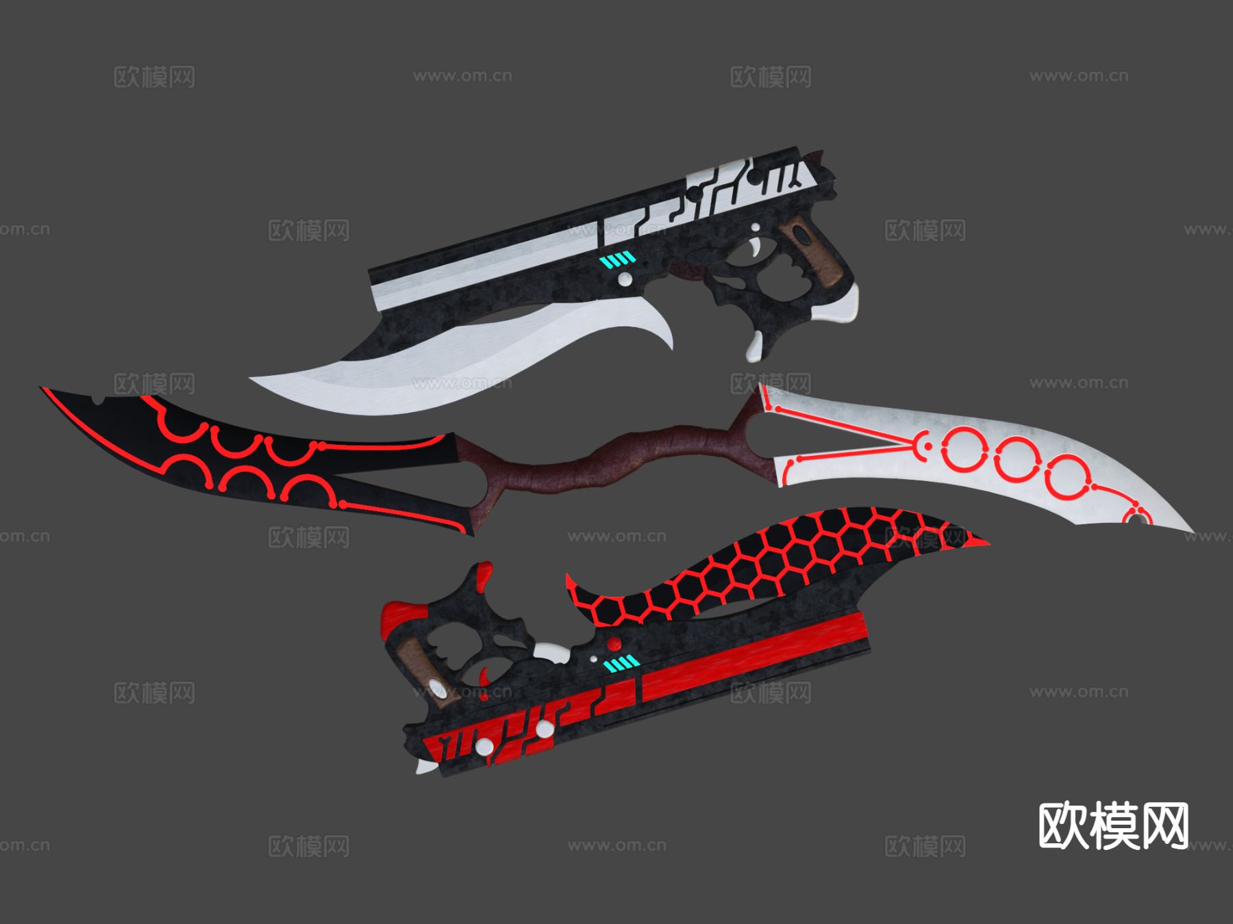 游戏刀具 刀剑 弯刀su模型下载（渲染图7）