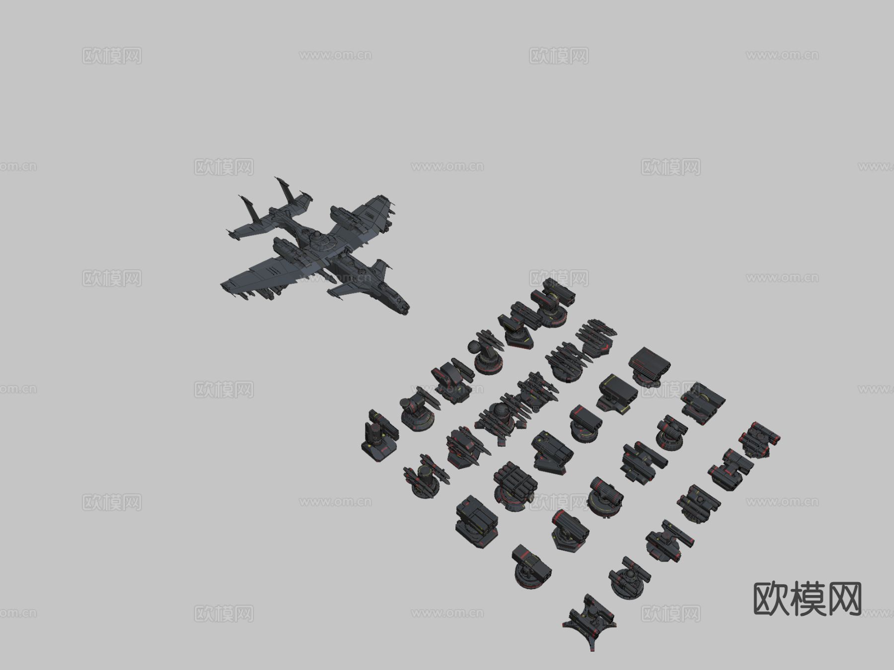 导弹和火箭发射器包su模型下载（渲染图1）