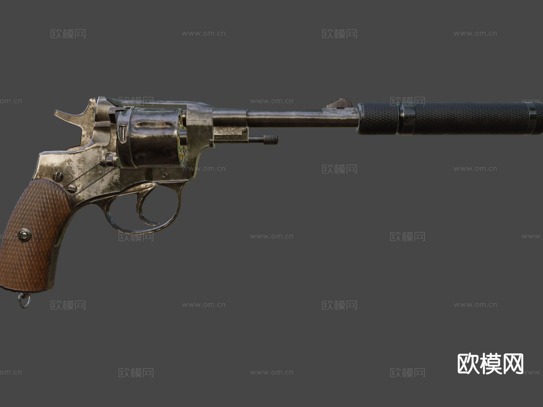 纳甘M1895手枪su模型下载（渲染图5）