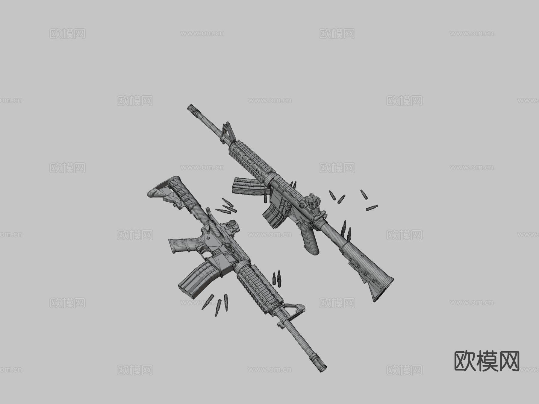 M4A1突击步枪su模型下载（渲染图3）