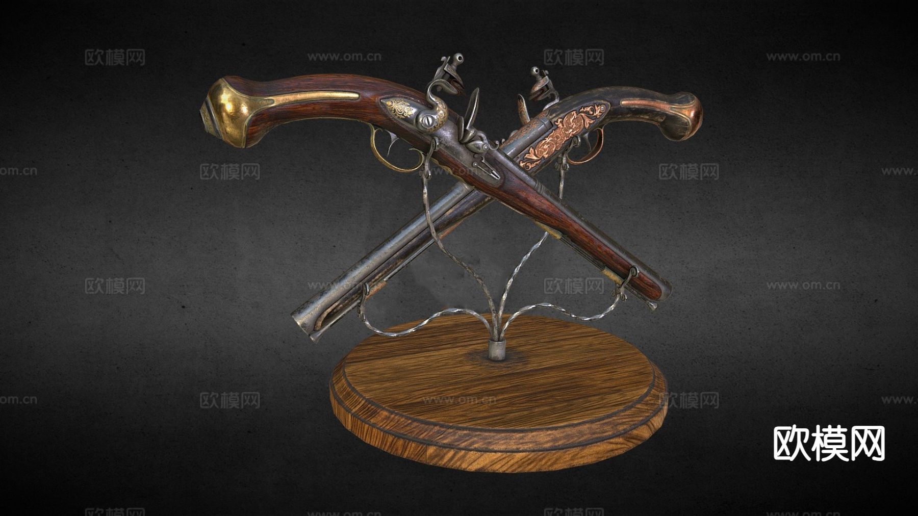 燧发枪su模型下载（渲染图2）