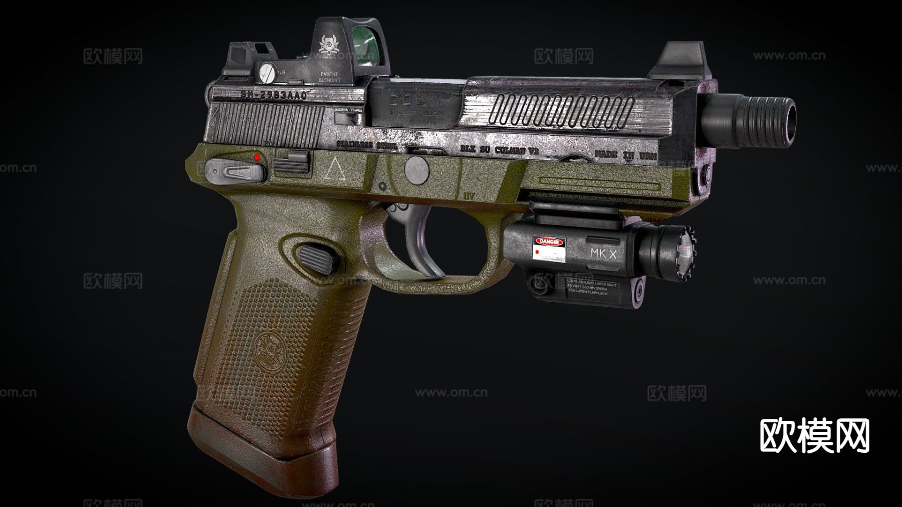 毒蛇FNX-45手枪su模型下载（渲染图2）