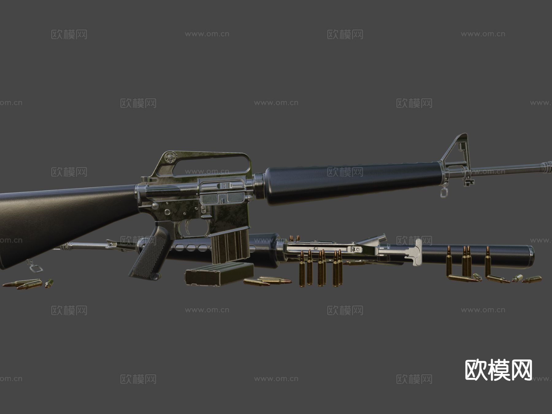M16A1突击步枪su模型下载（渲染图4）