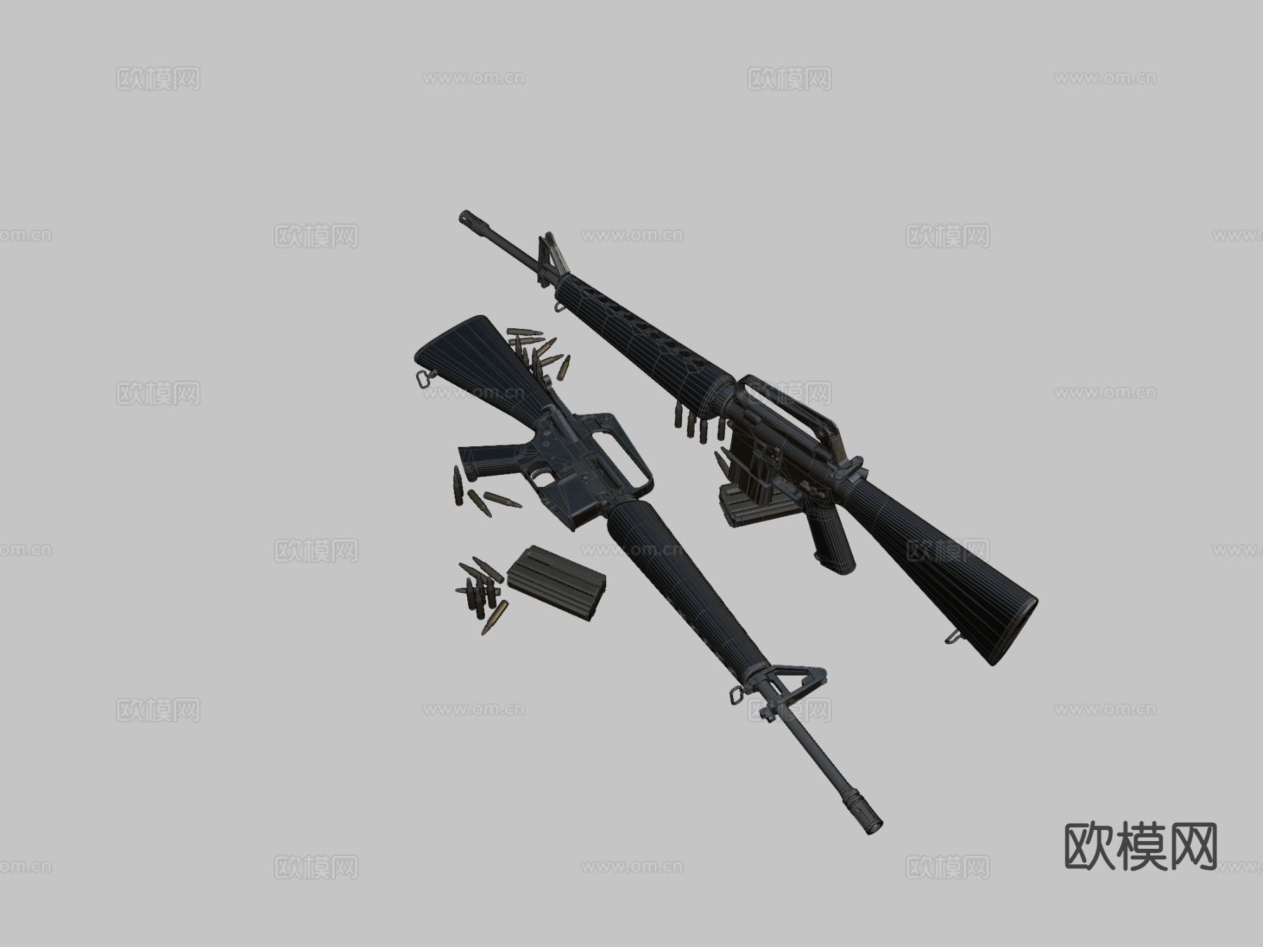 M16A1突击步枪su模型下载（渲染图1）