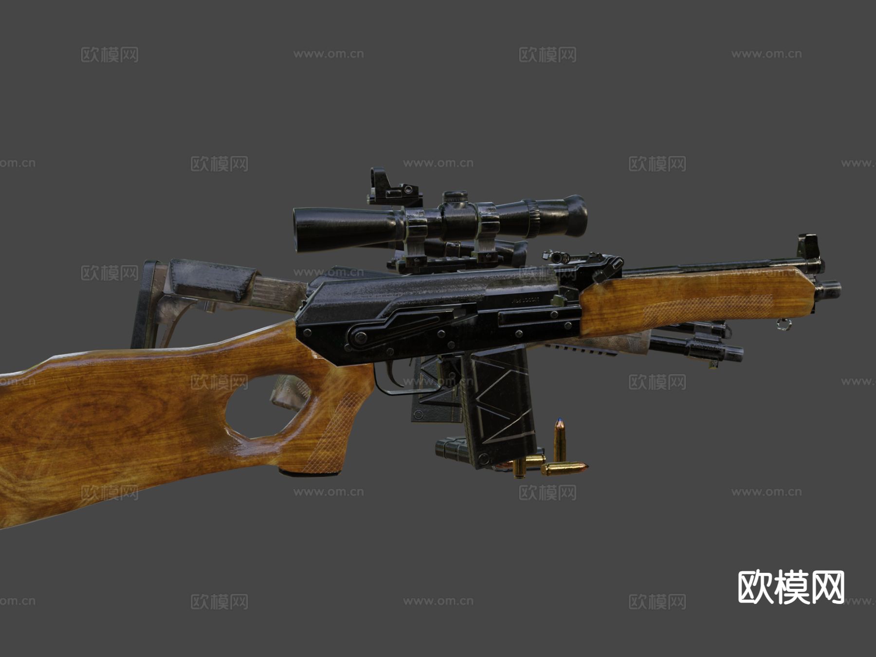 AK-47步枪su模型下载（渲染图3）