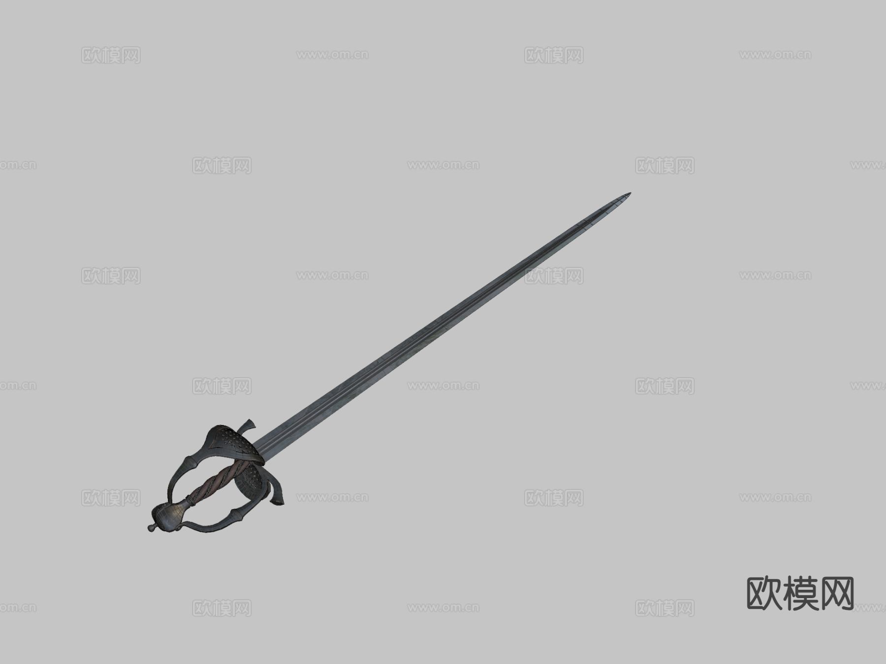 单手侧剑su模型下载（渲染图1）
