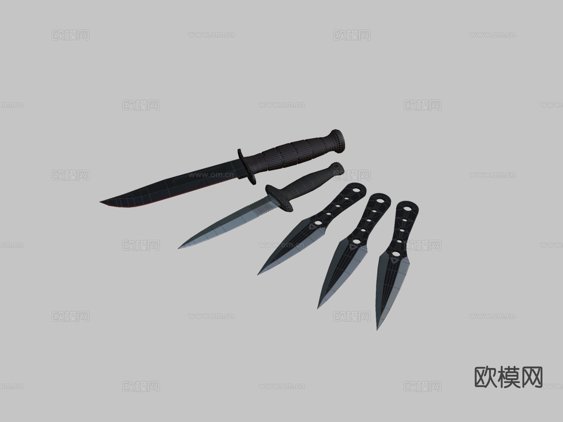 短刀 刀柄 武器su模型下载（渲染图1）