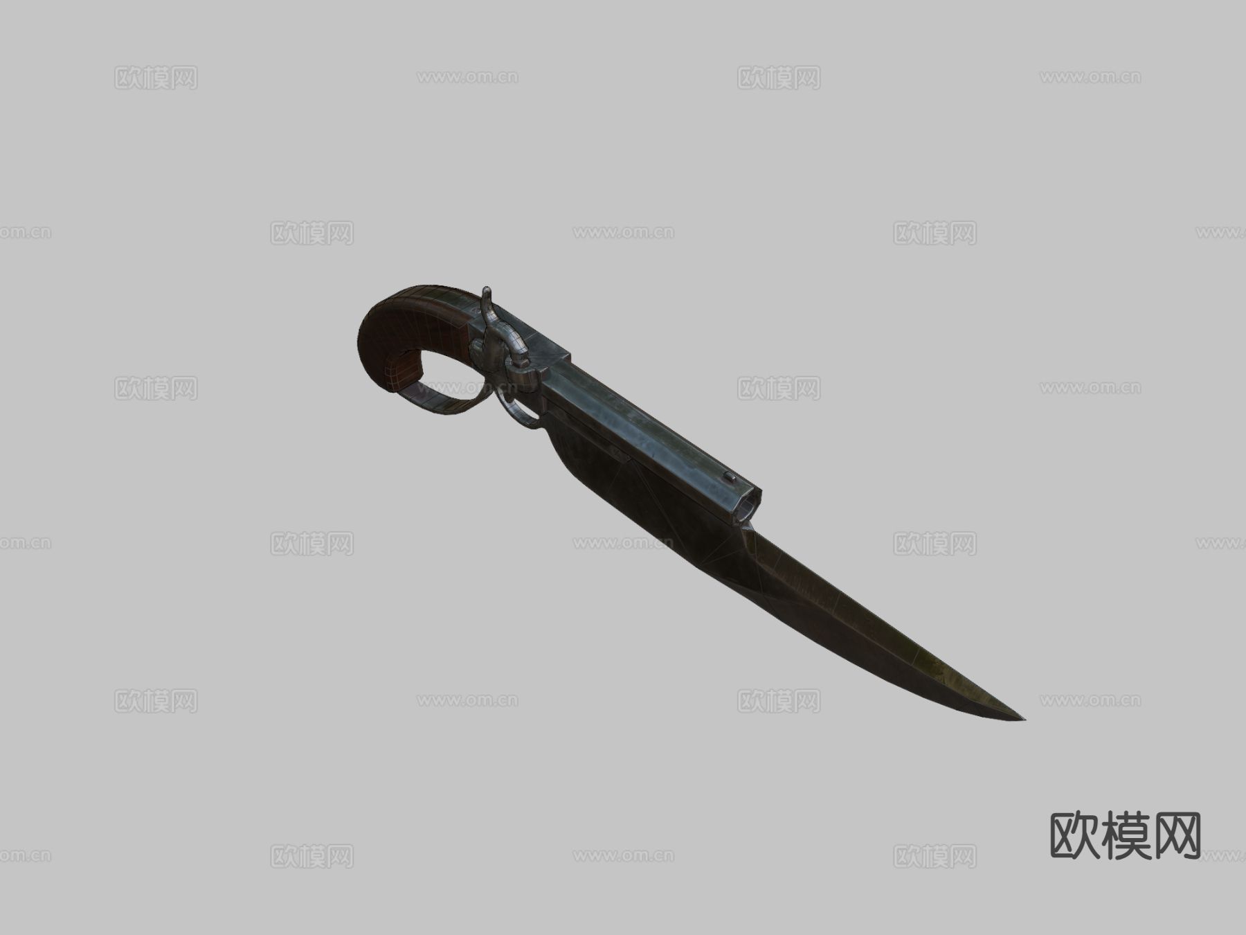 匕首式手枪 枪支 枪械su模型下载（渲染图1）