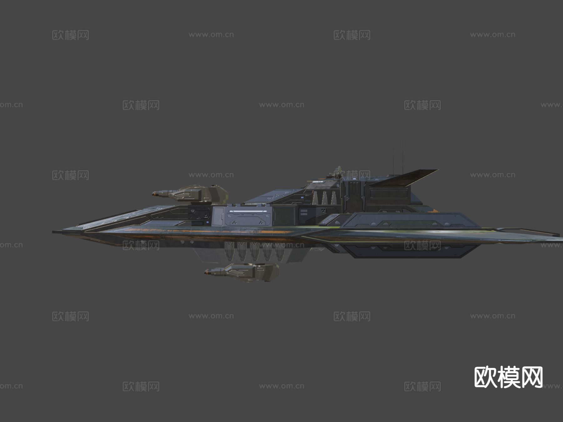 科幻护卫舰su模型下载（渲染图5）