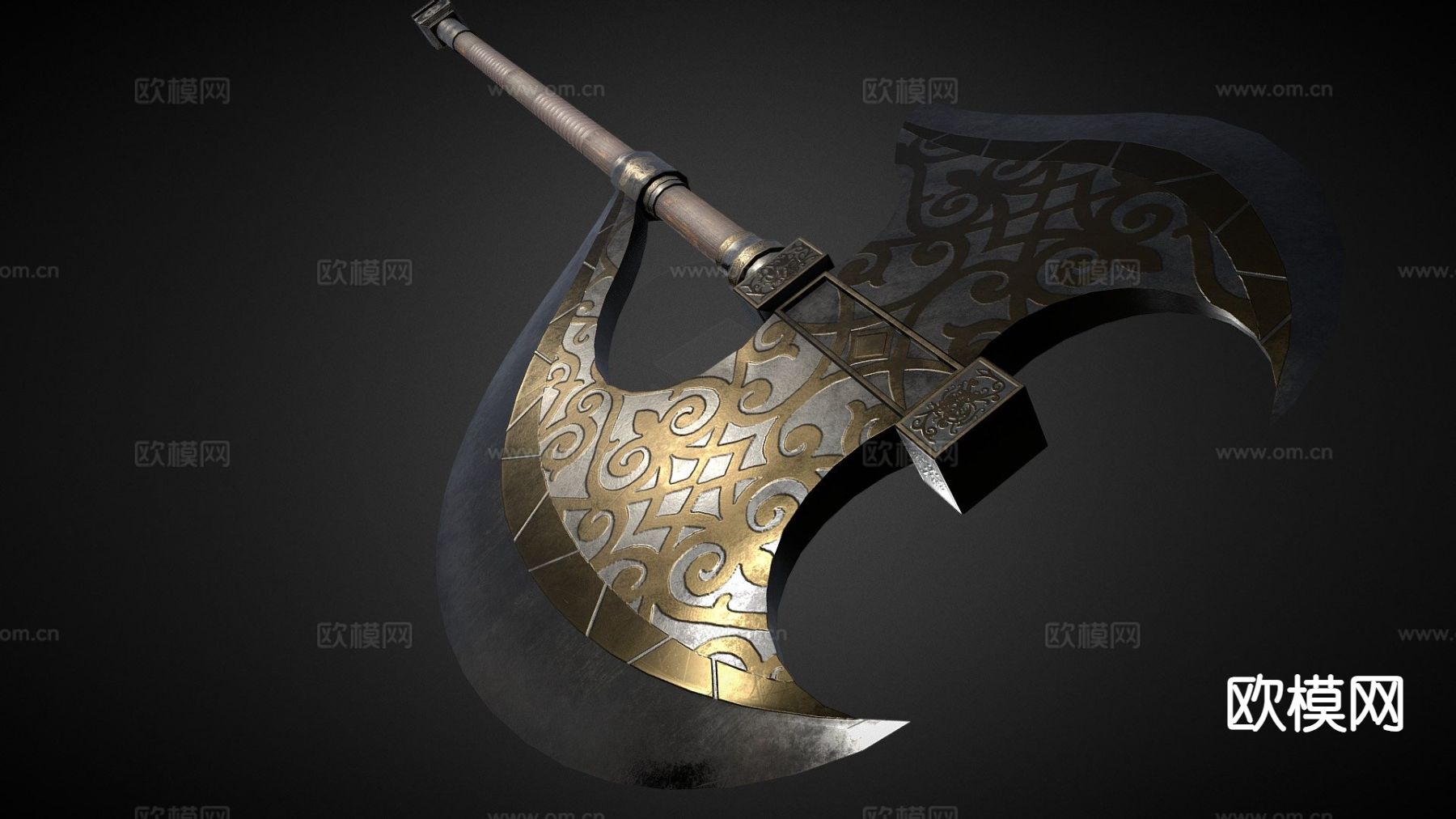 金玫瑰战斧su模型下载（渲染图3）