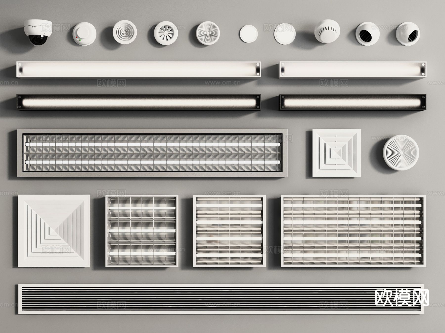 格栅灯 线性灯 通风口 栅格灯 排风口 出风口3d模型