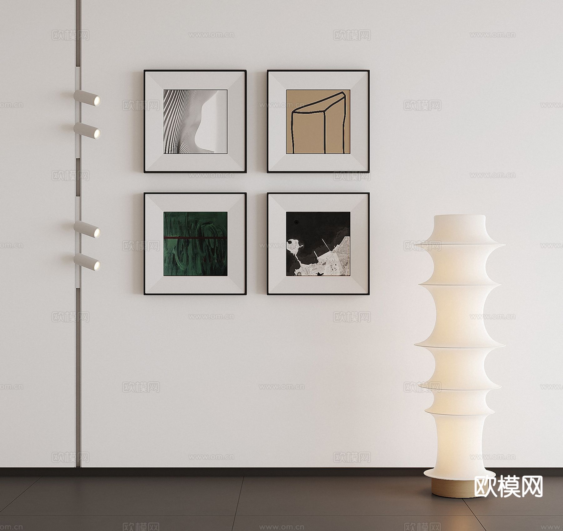 现代组合画 装饰画 抽象画3d模型