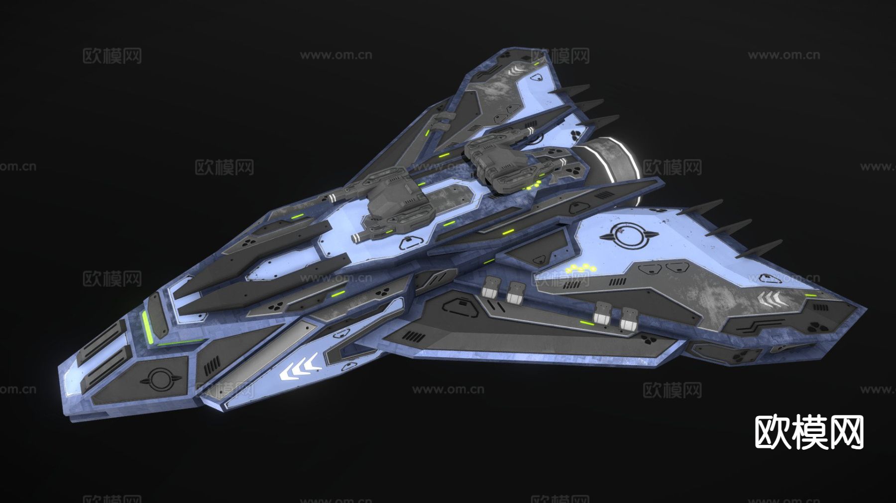 护卫舰 飞行器 宇宙飞船su模型下载（渲染图2）