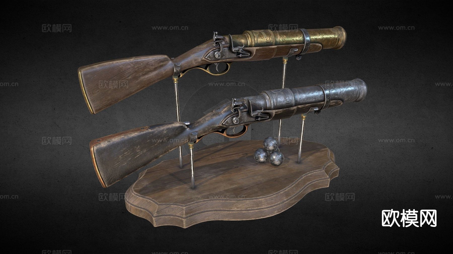燧发手炮su模型下载（渲染图2）