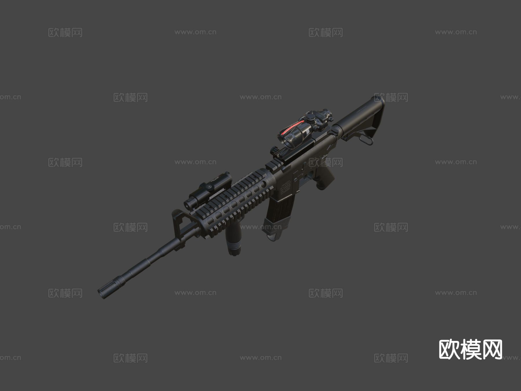 M4卡宾枪与瞄准镜su模型下载（渲染图6）